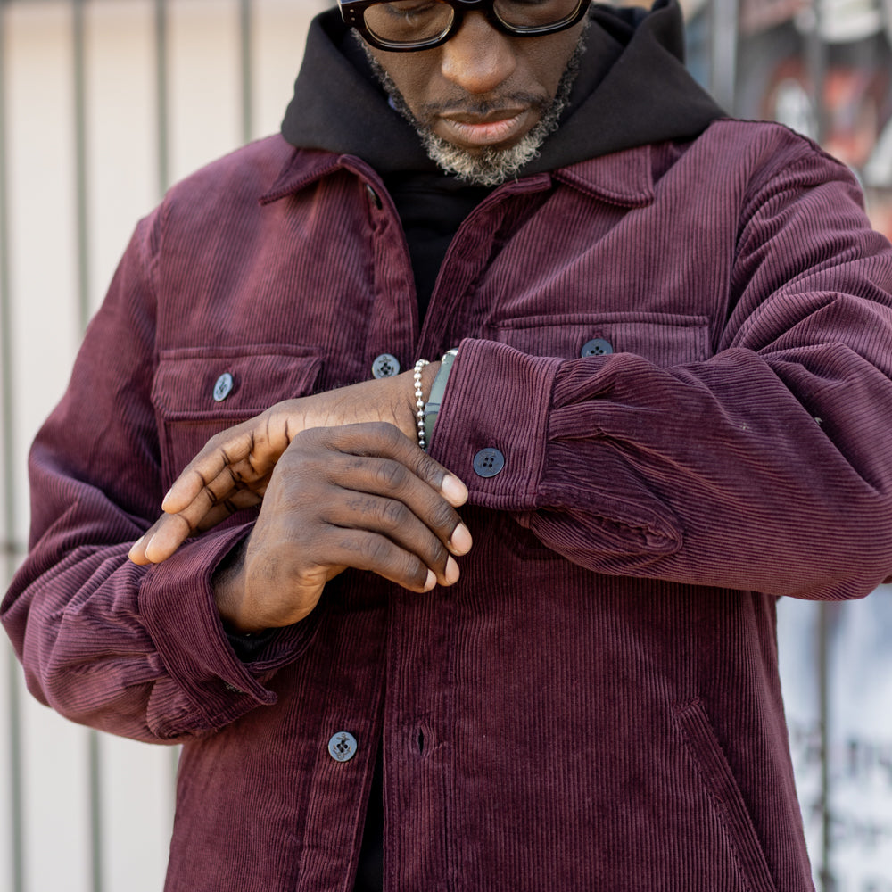The Flat Head Corduroy Shirt Jacket Wine FINAL SALE