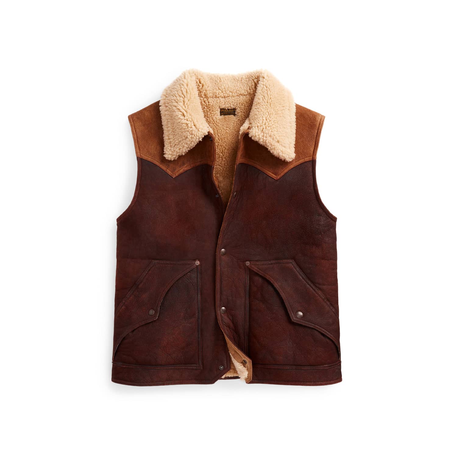 RRL Two Tone Shearling Vest Brown