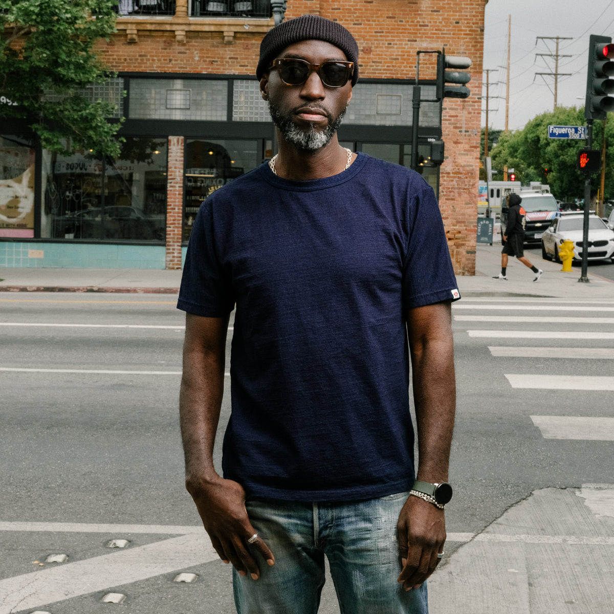 UES No. 16 Yarn Dyed T-Shirt Indigo