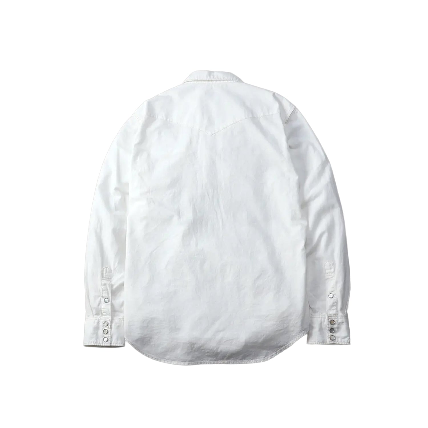 The Flat Head FN-SCW-003L Chambray Western Shirt White