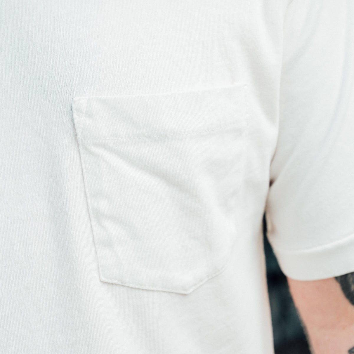 All-Time High Single Stitch Pocket Tee Washed White