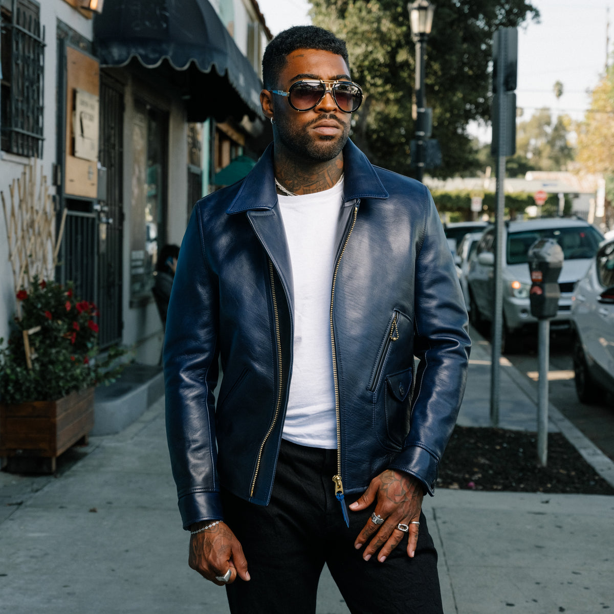 Y'2 Leather HR-56 Hand Dyed Horse Double Rider Navy