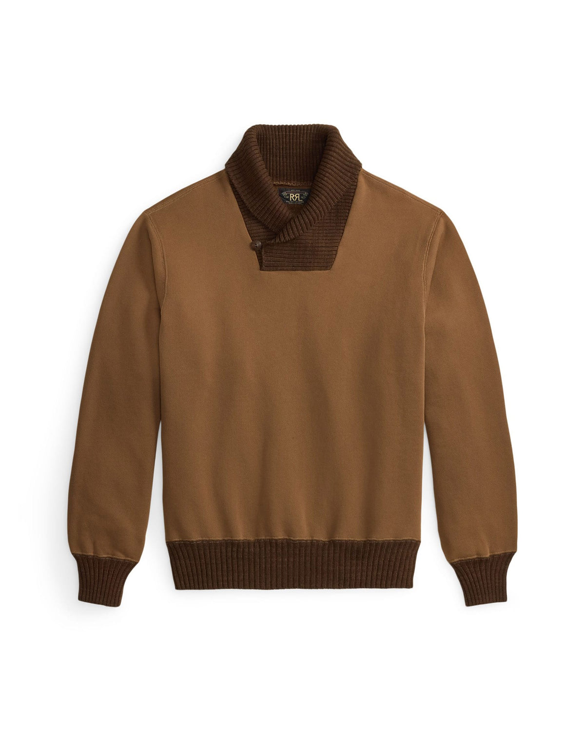 RRL Garment-Dyed Fleece Shawl Sweatshirt Tan