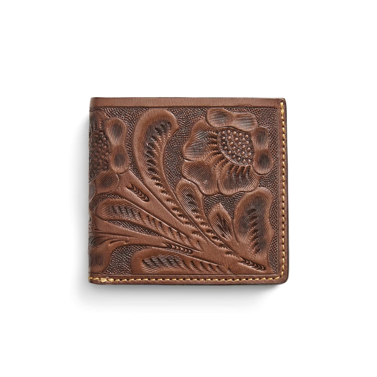 RRL クラシックウォレット RRL Hand-Tooled Embossed Leather Billfold Brown