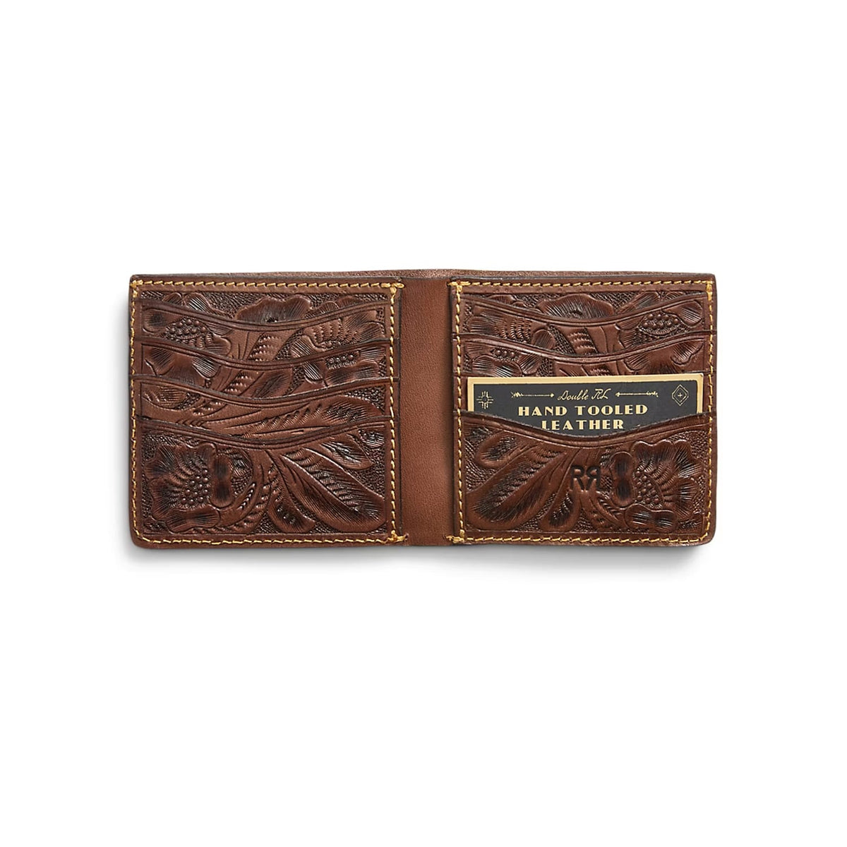 RRL Hand-Tooled Embossed Leather Billfold Brown