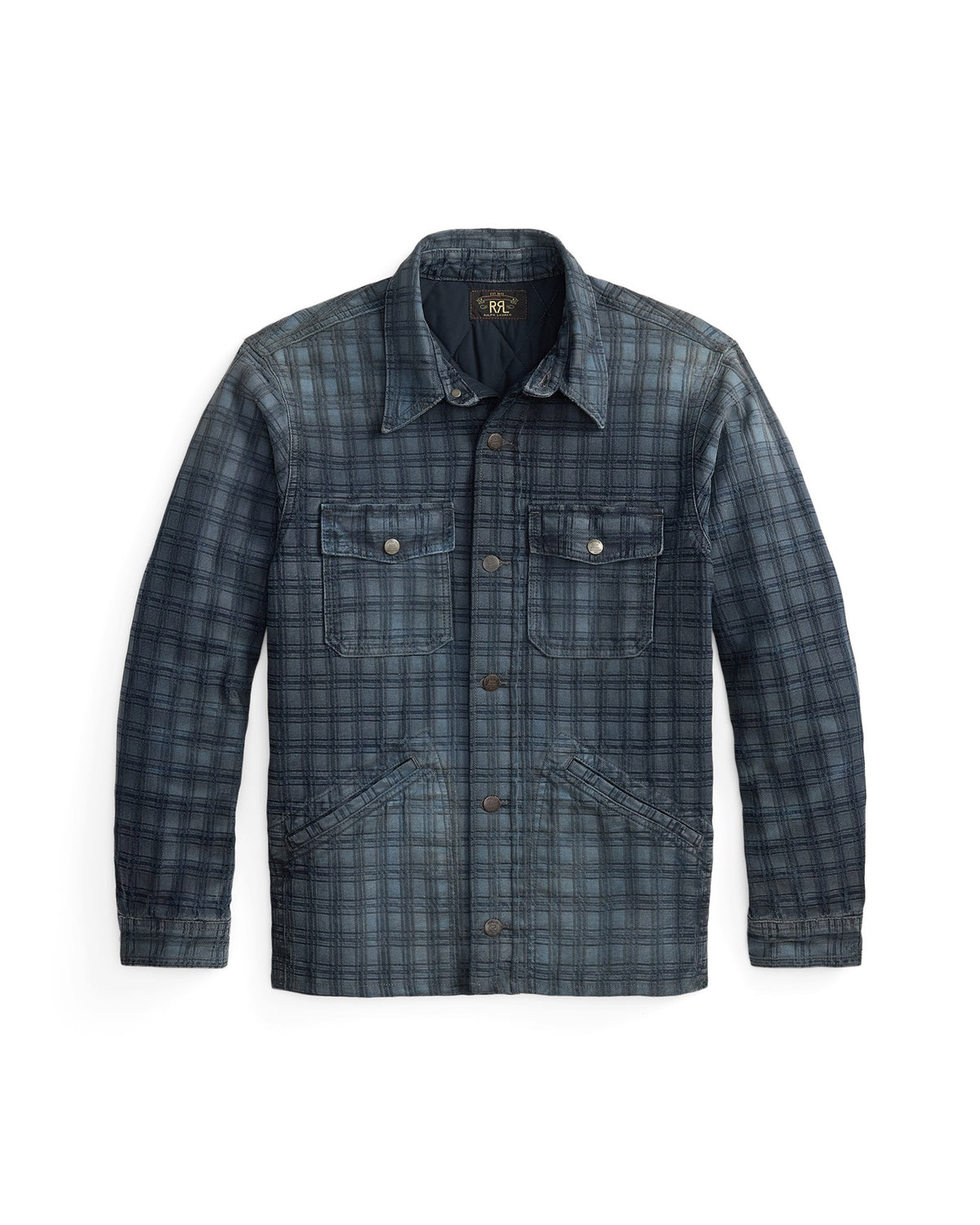 RRL Indigo Plaid Jacquard Denim Jacket Holland Wash