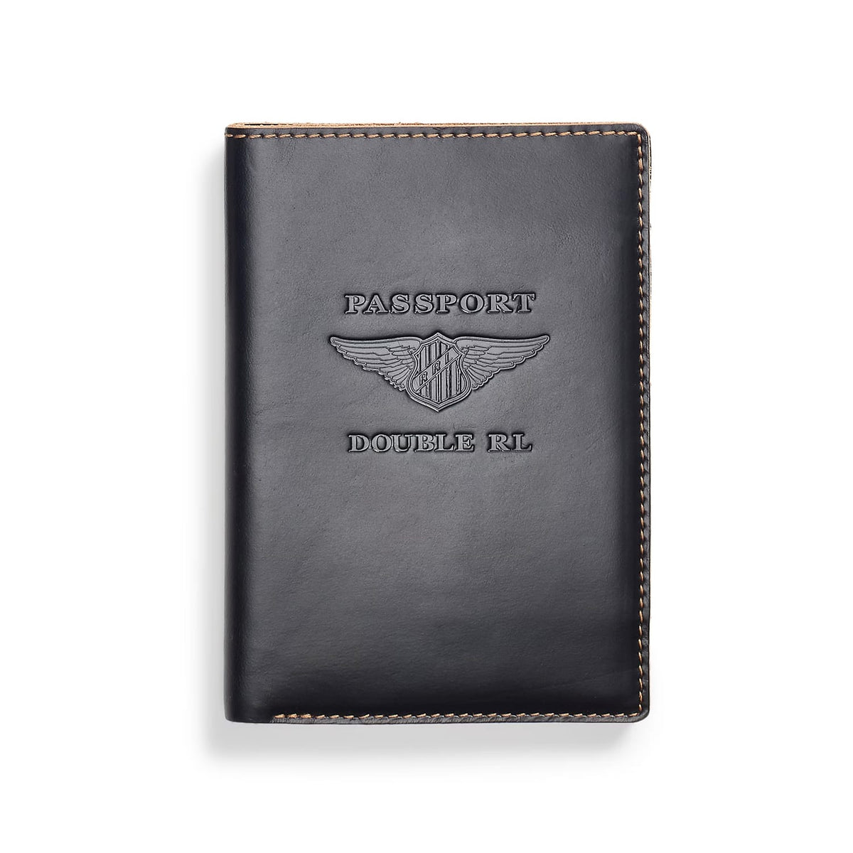 RRL Leather Passport Holder Black Over Brown