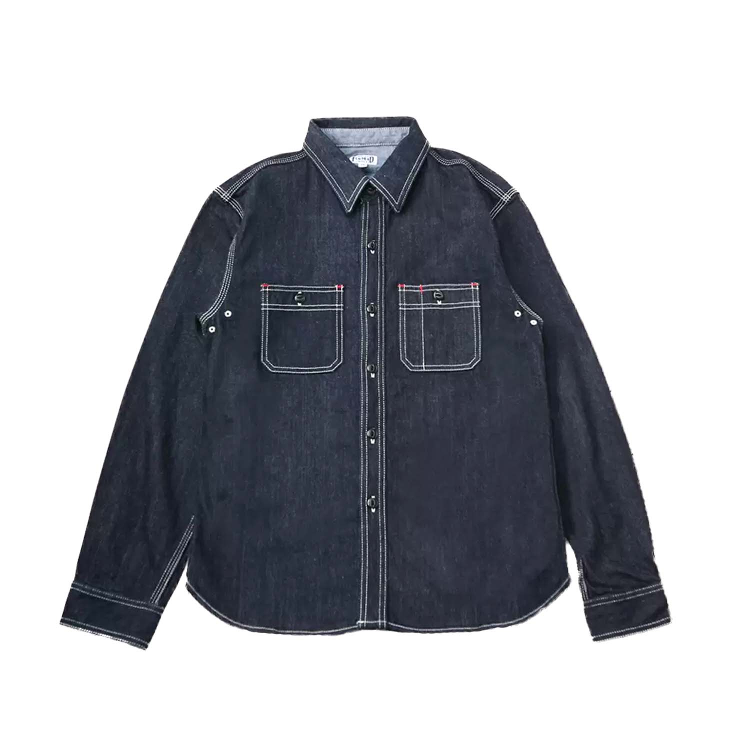 The Flat Head FN-SDK-001L 12oz Denim Work Shirt Indigo