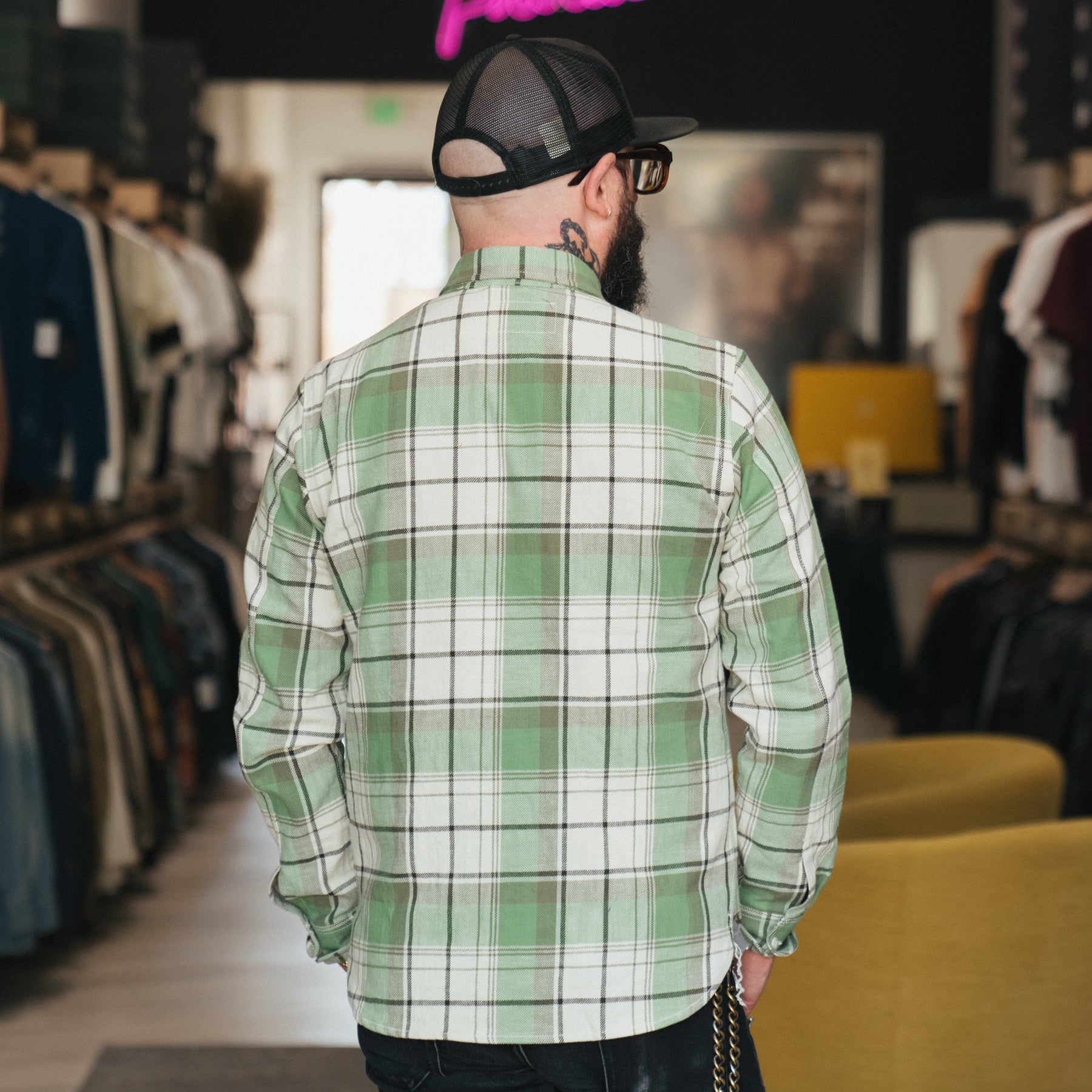 Rogue Territory Field Shirt Light Green Plaid FINAL SALE