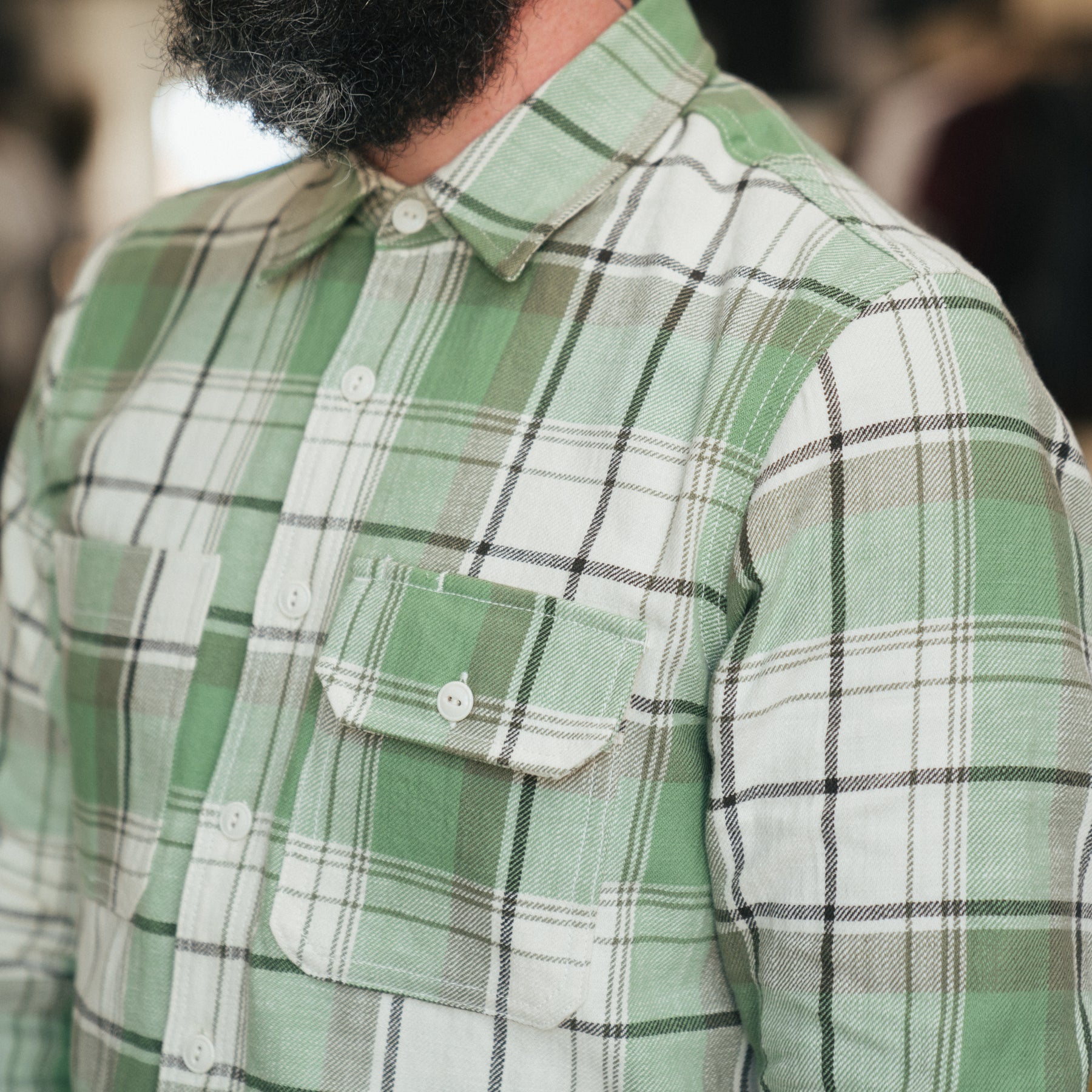 Rogue Territory Field Shirt Light Green Plaid FINAL SALE