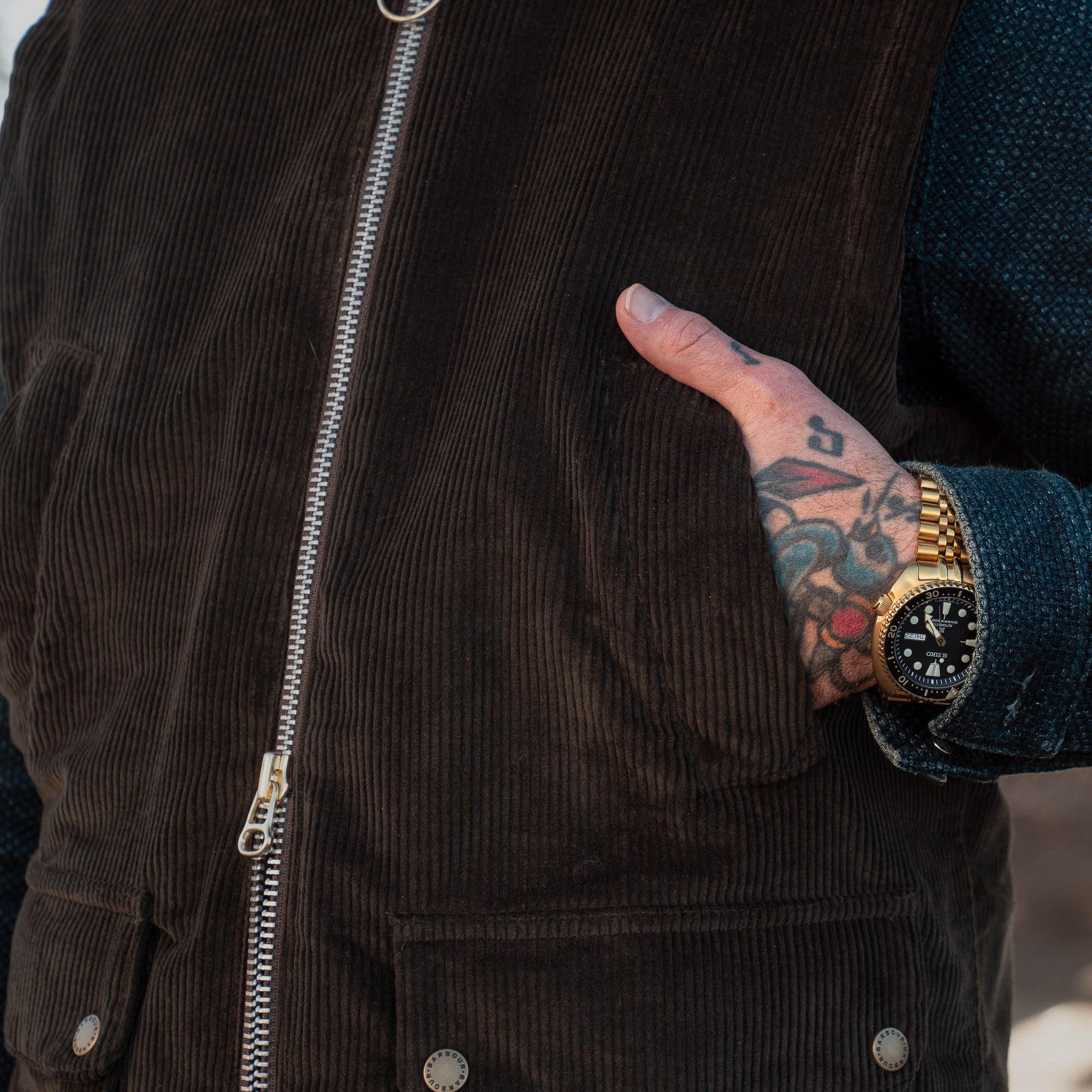 Barbour White Label Cord Westmorland Gilet Olive