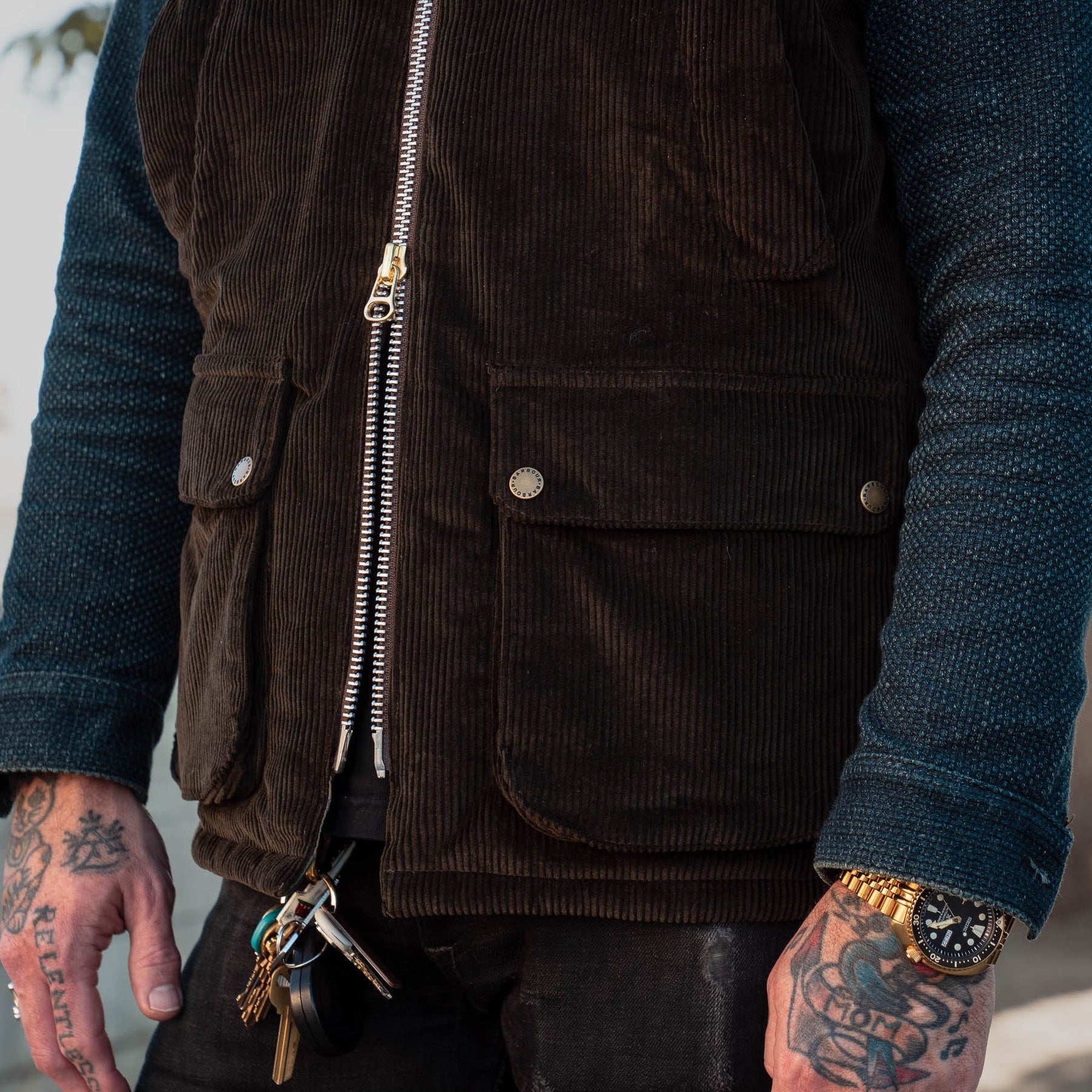 Barbour White Label Cord Westmorland Gilet Olive