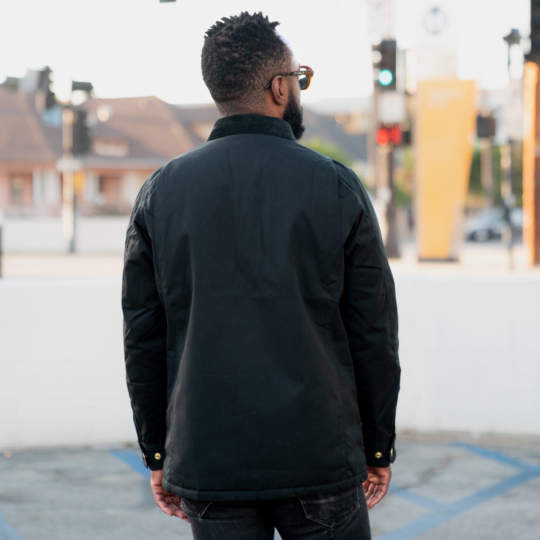 Iron Heart IHJ-114-BLK 7oz Oiled Cotton Chore Jacket Black