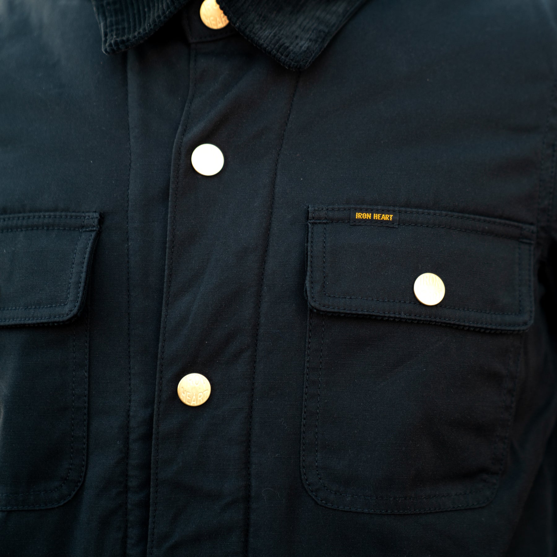 Iron Heart IHJ-114-BLK 7oz Oiled Cotton Chore Jacket Black