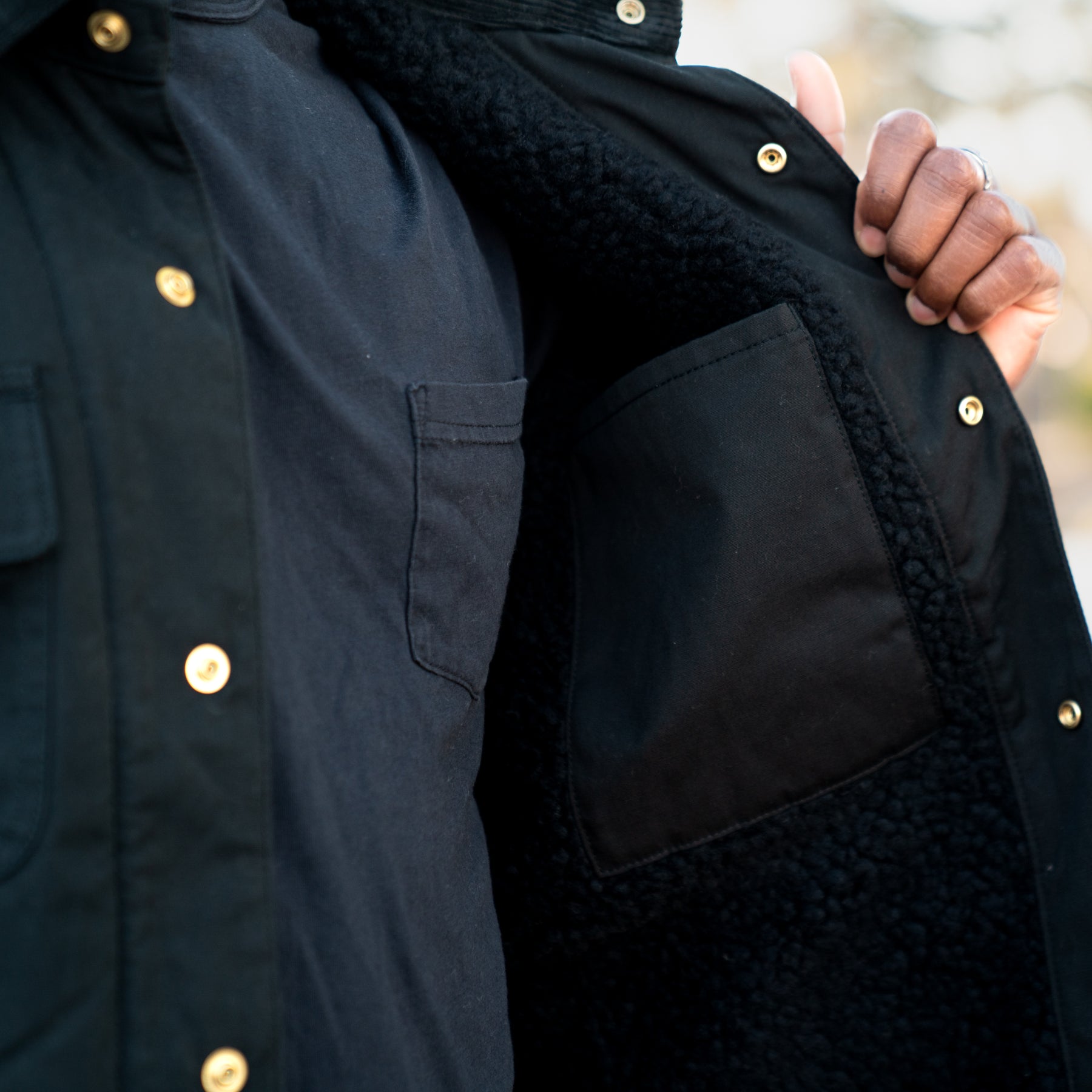 Iron Heart IHJ-114-BLK 7oz Oiled Cotton Chore Jacket Black