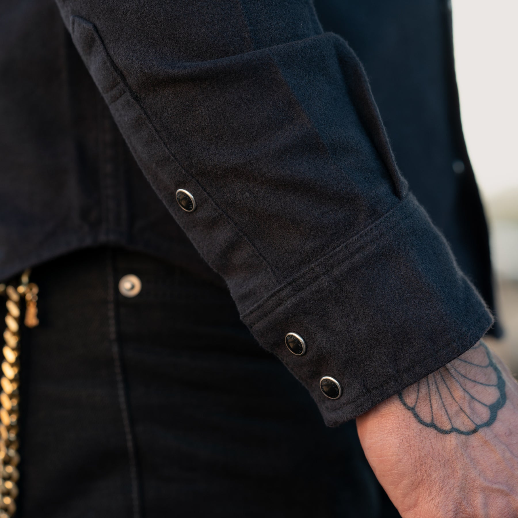 Iron Heart IHSH-330-BLK 9oz Raised Whipcord Western Shirt Black