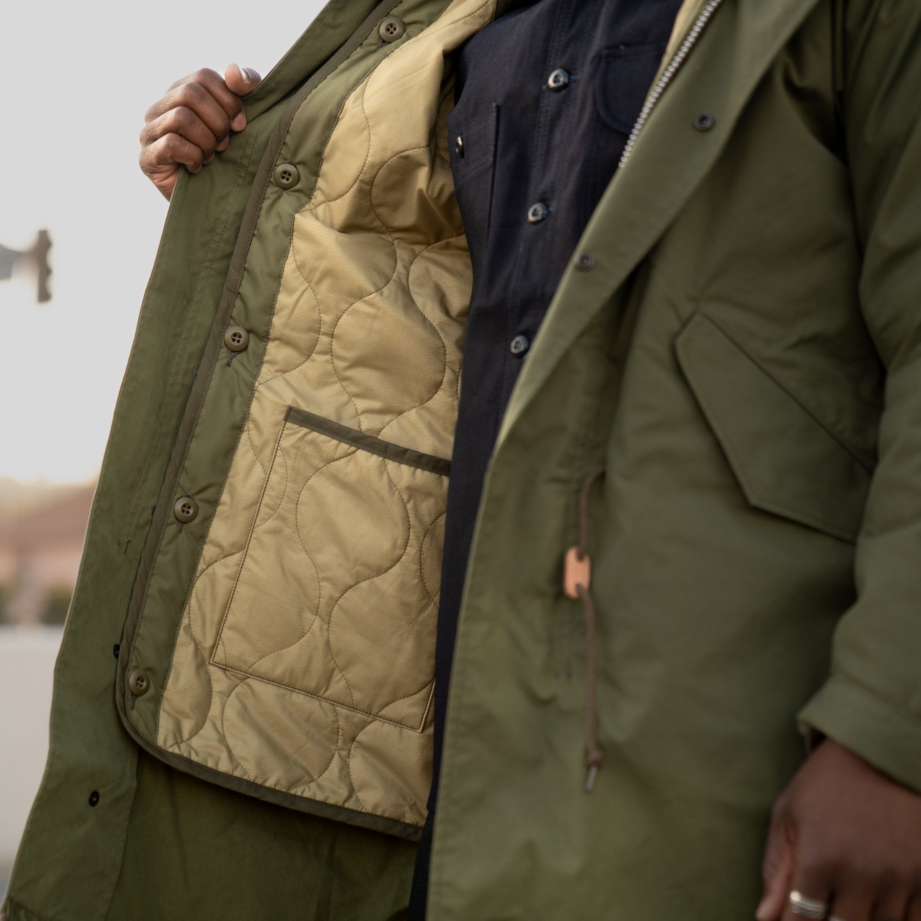 Iron Heart IHM-38-OLV 5oz Quilted Lining M-51 Type Field Coat Olive