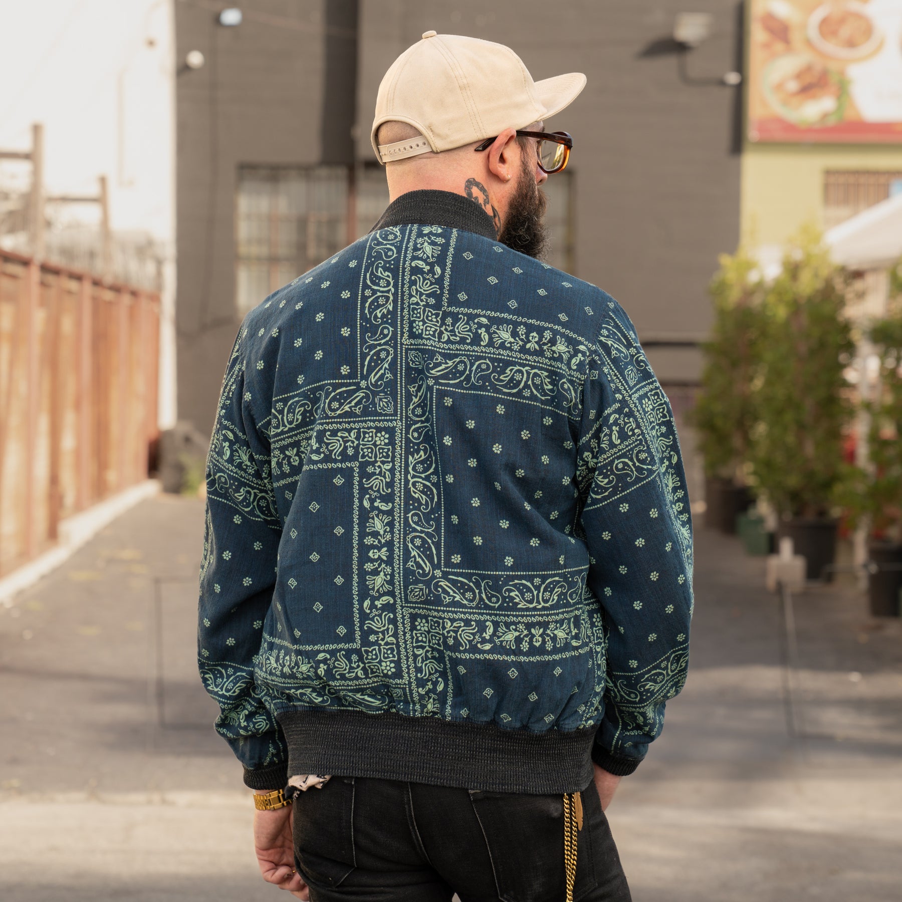 RRL Indigo Bandanna Bomber Jacket