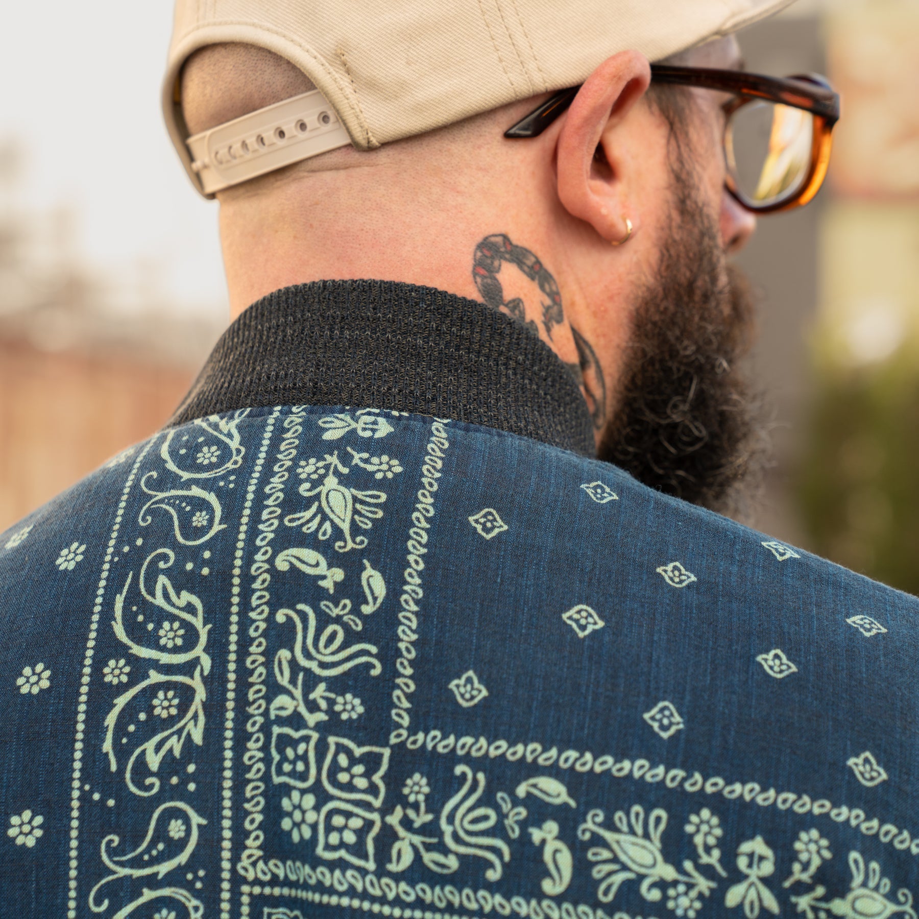 RRL Indigo Bandanna Bomber Jacket