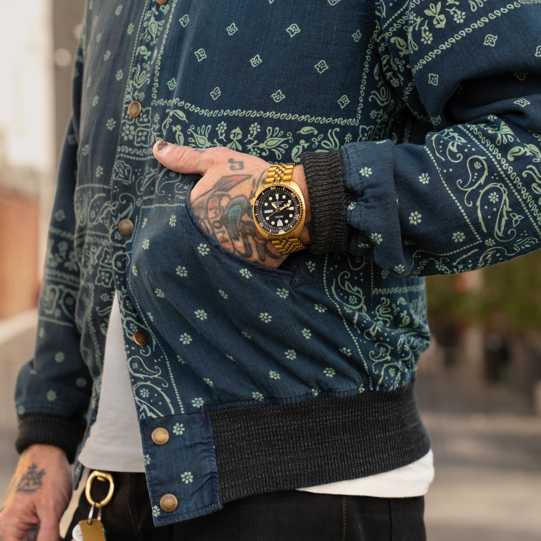 RRL Indigo Bandanna Bomber Jacket
