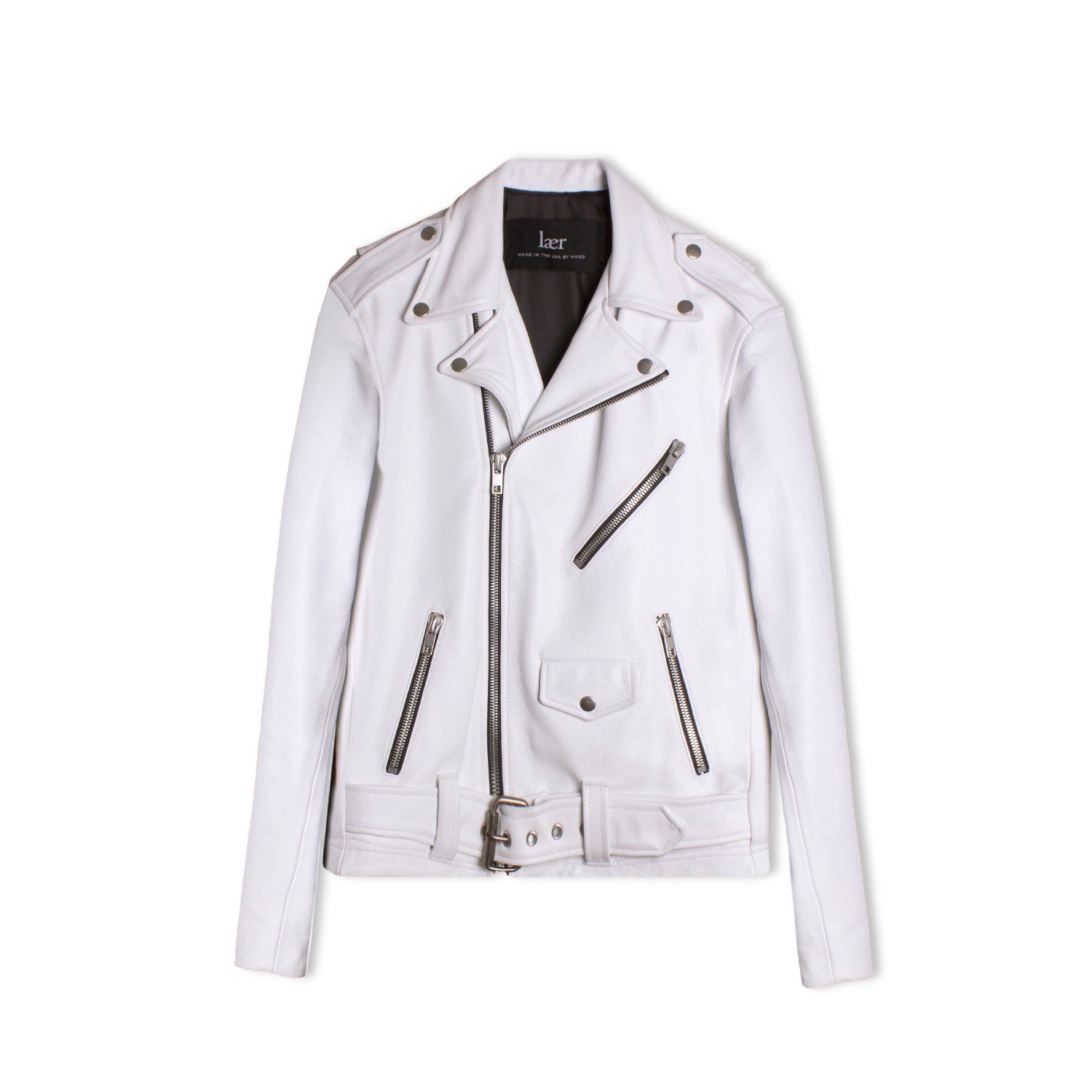 Laer Brand | Classic Moto Jacket White w/ Silver Hardware