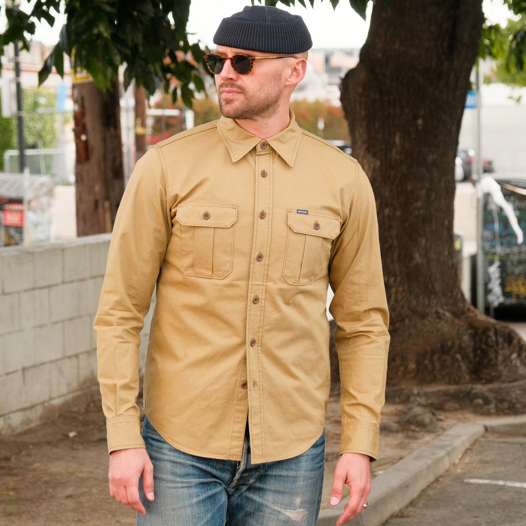 Iron Heart IHSH-354-BEI 9oz Military Shirt Beige