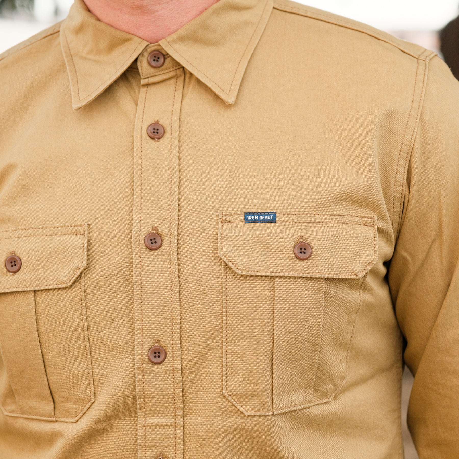 Iron Heart IHSH-354-BEI 9oz Military Shirt Beige