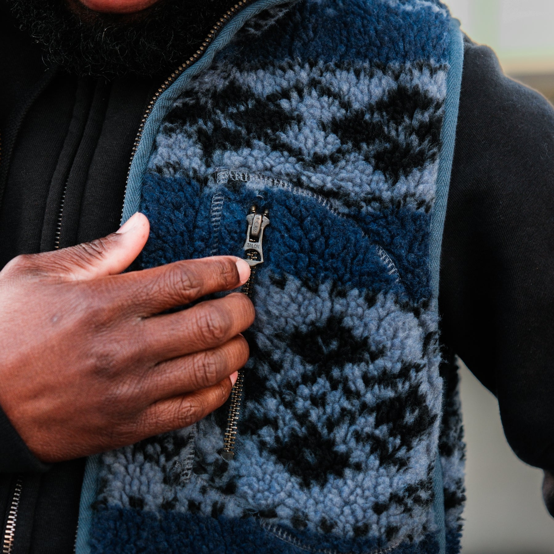 Fair Isle Pile Fleece Vest Blue/ Multi