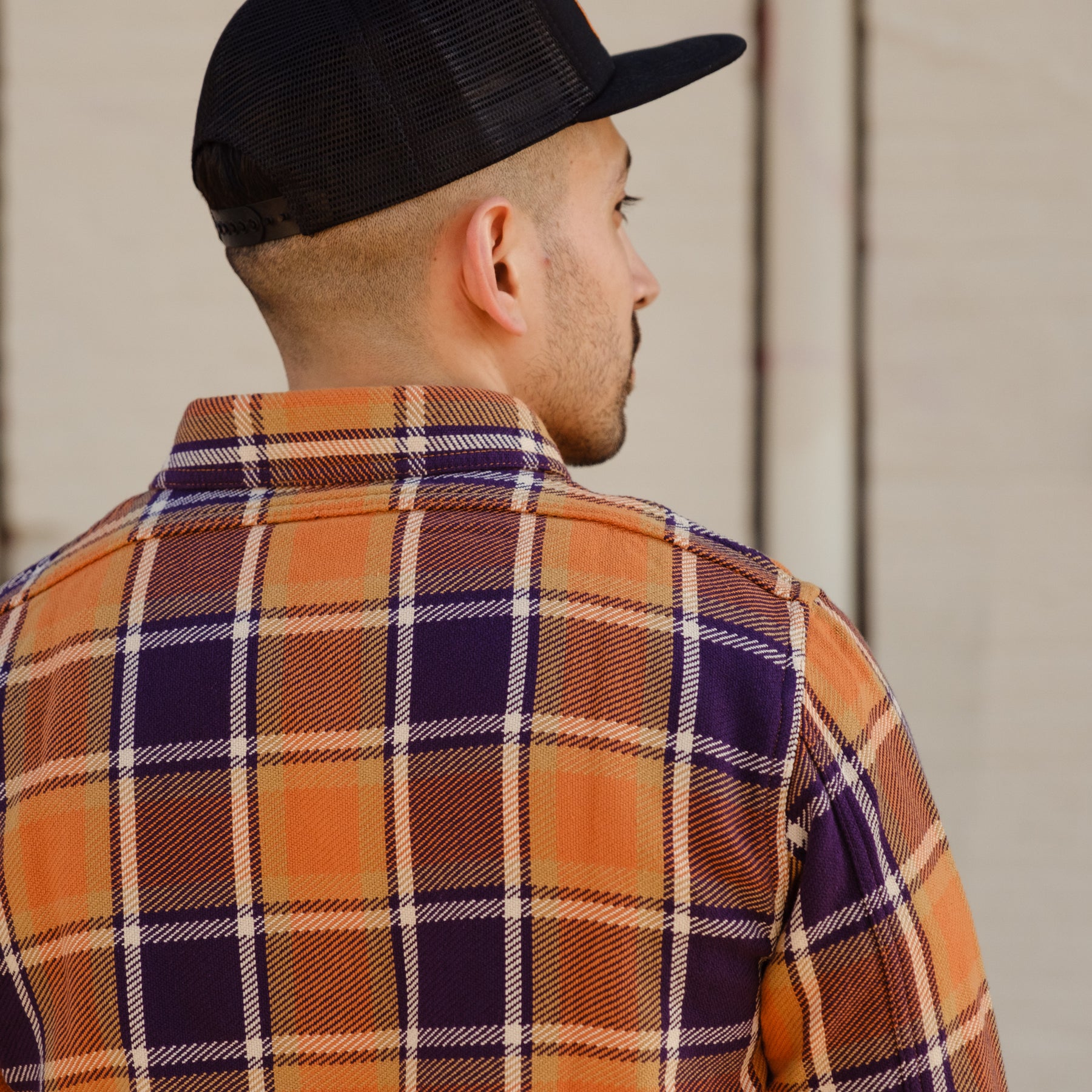 Full Count 4070 Original Check Cotton Flannel Dull Orange x Purple