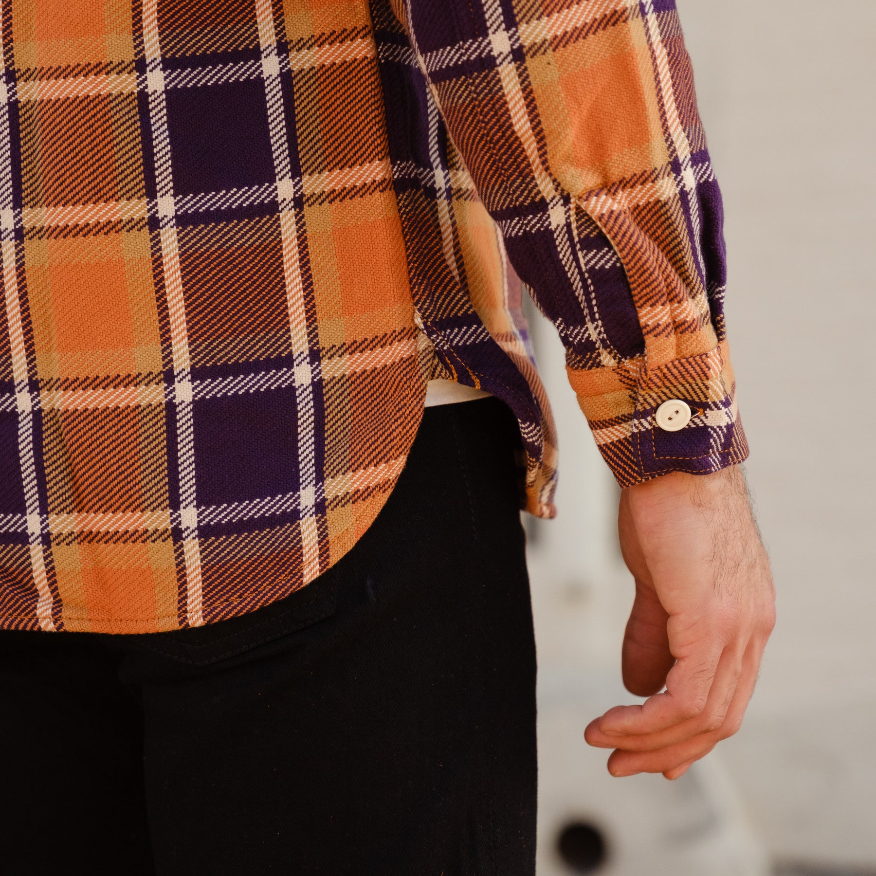 Full Count 4070 Original Check Cotton Flannel Dull Orange x Purple