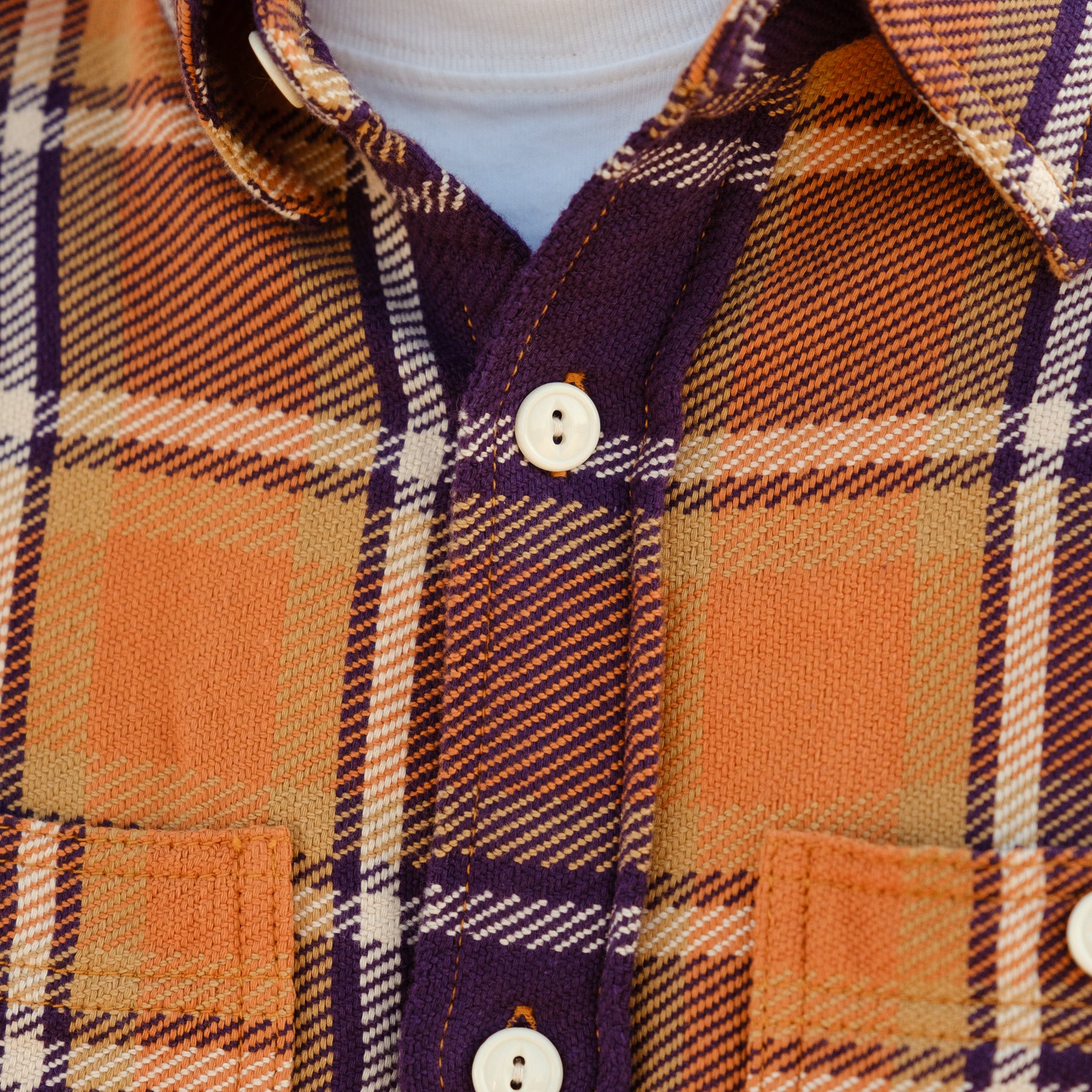 Full Count 4070 Original Check Cotton Flannel Dull Orange x Purple