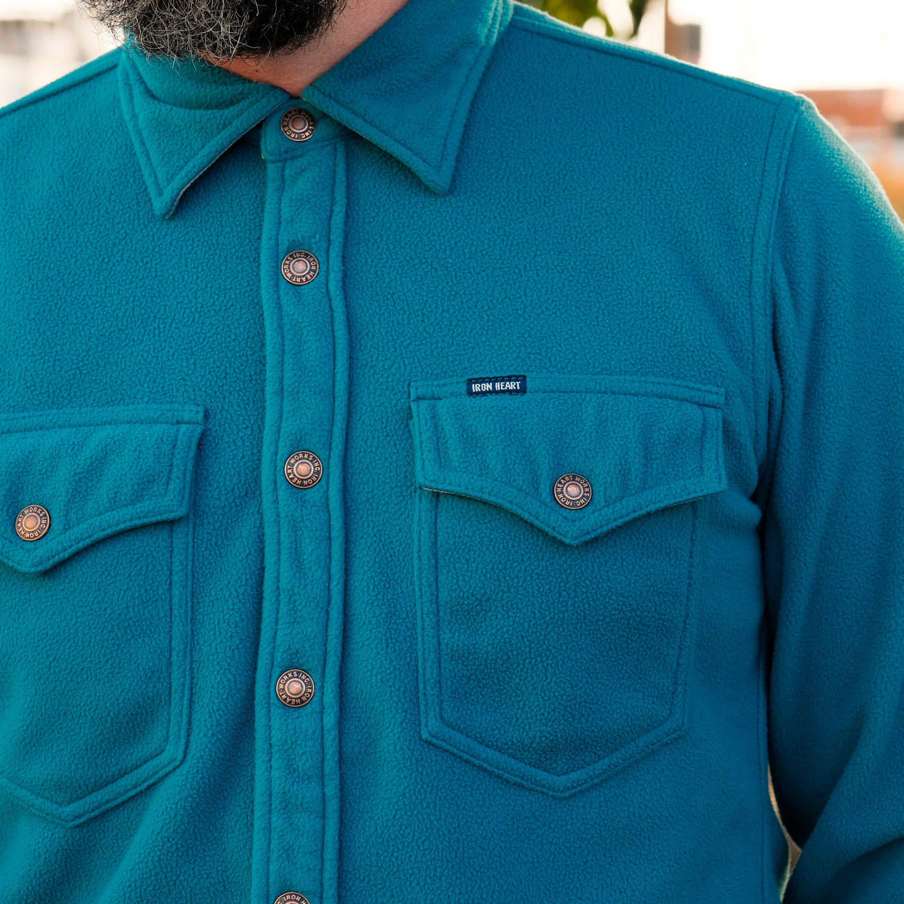 Iron Heart IHSH-287-TUR Microfleece CPO Shirt Turquoise FINAL SALE