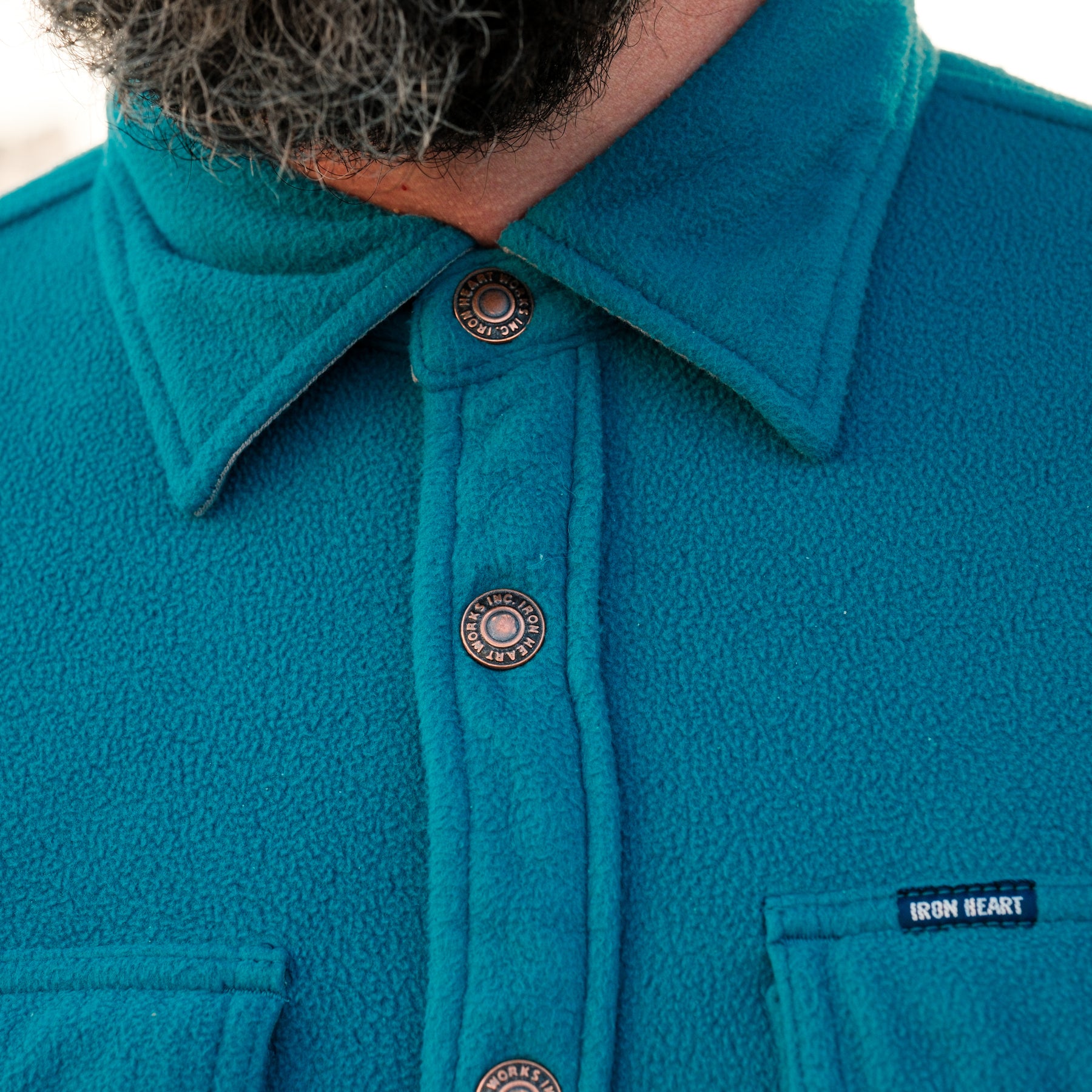 Iron Heart IHSH-287-TUR Microfleece CPO Shirt Turquoise