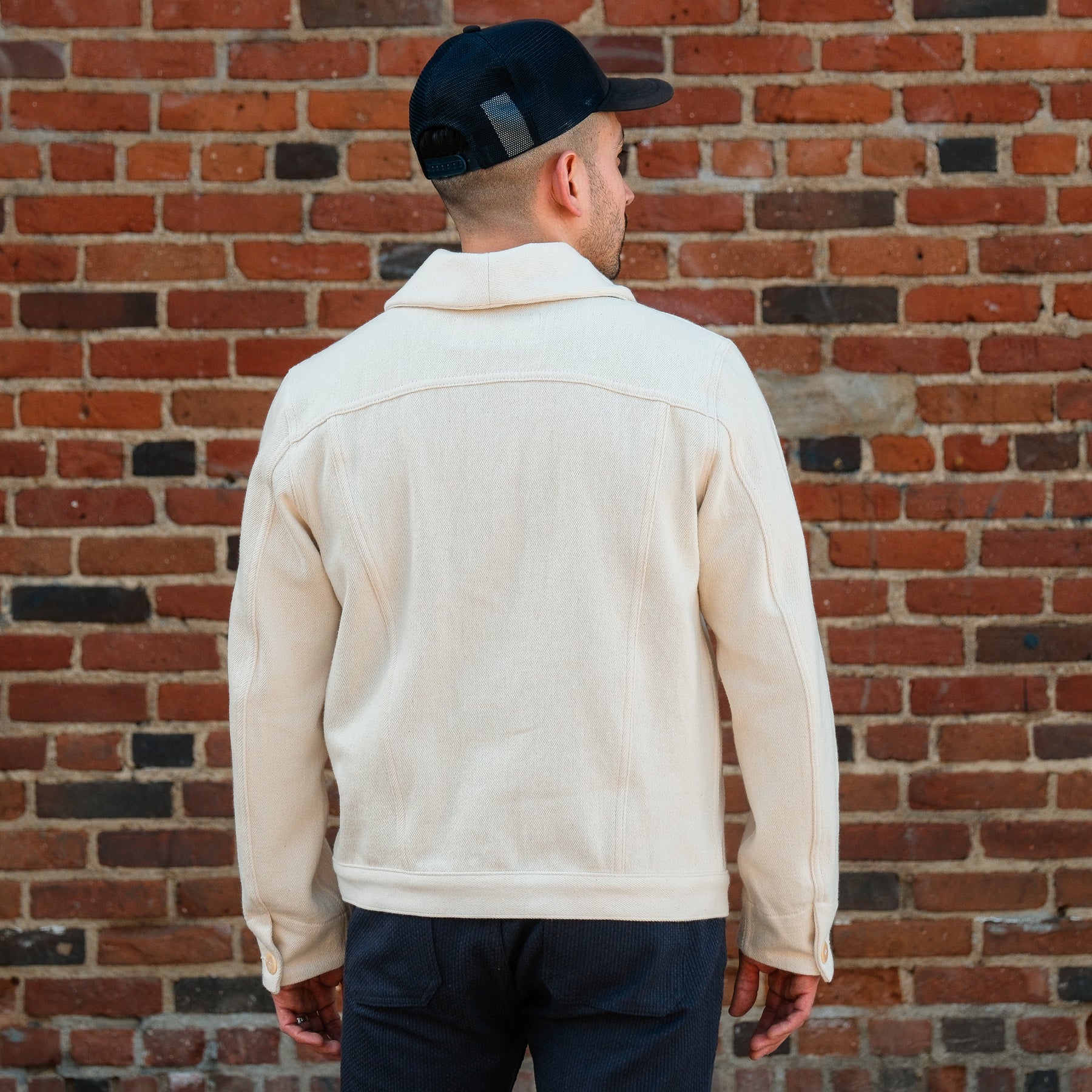 Supply Jacket Shawl Collar Knit Denim Natural