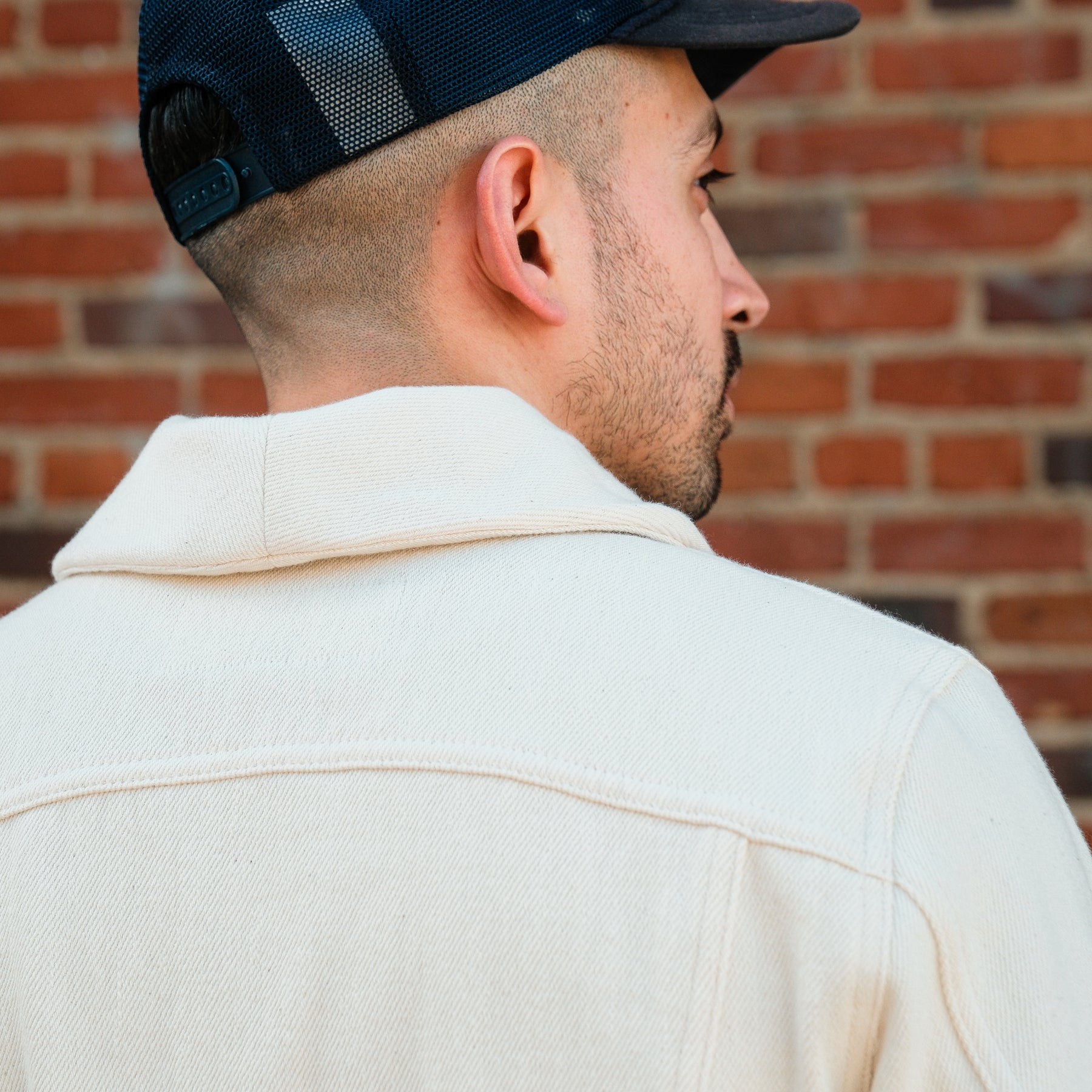 Supply Jacket Shawl Collar Knit Denim Natural
