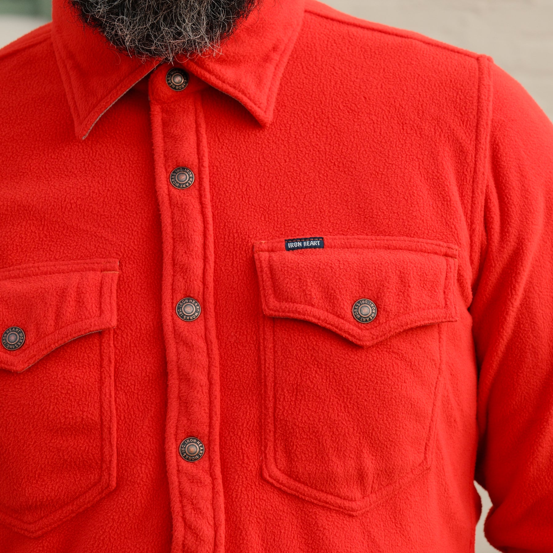 Iron Heart IHSH-287-RED Micro Fleece CPO Shirt Red