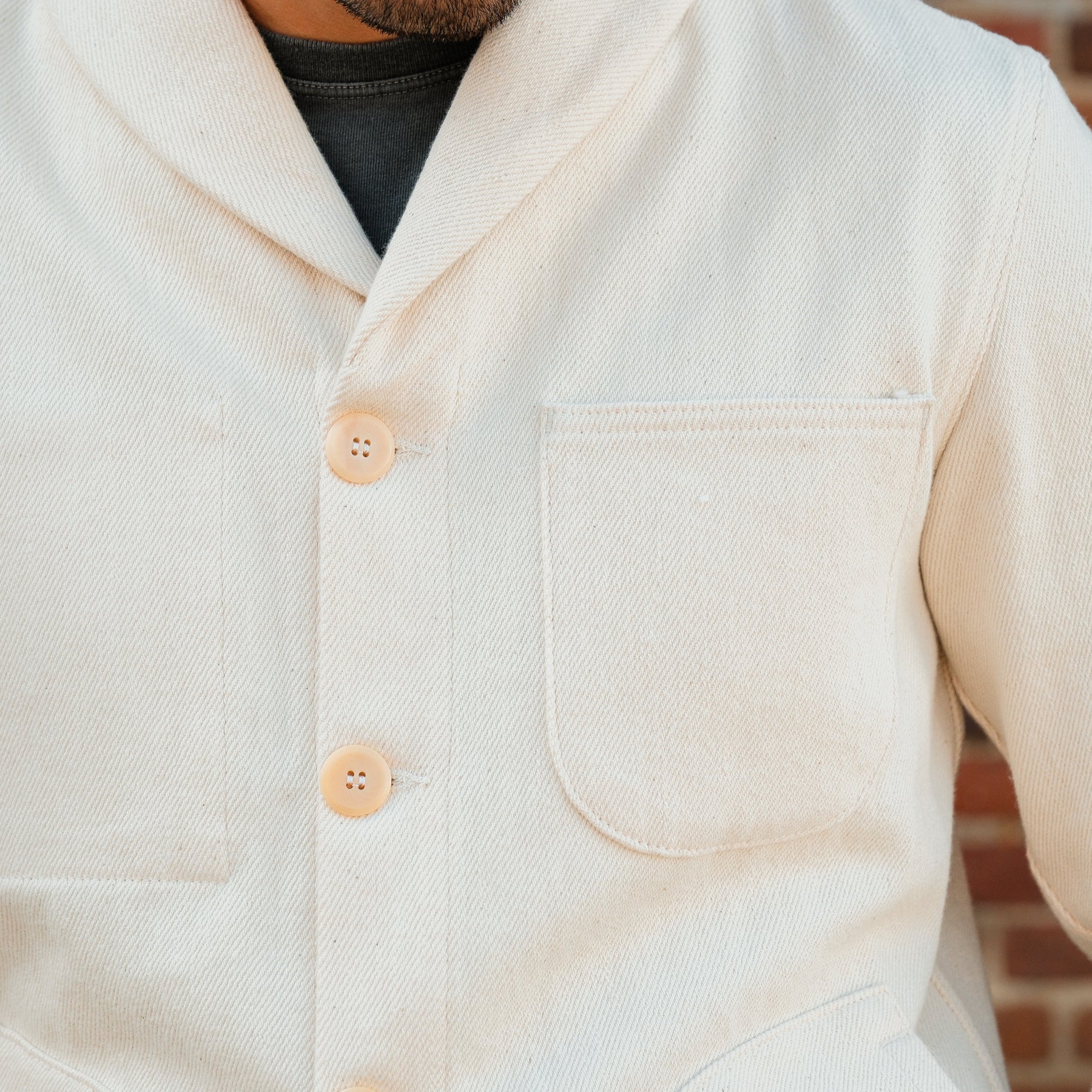 Supply Jacket Shawl Collar Knit Denim Natural