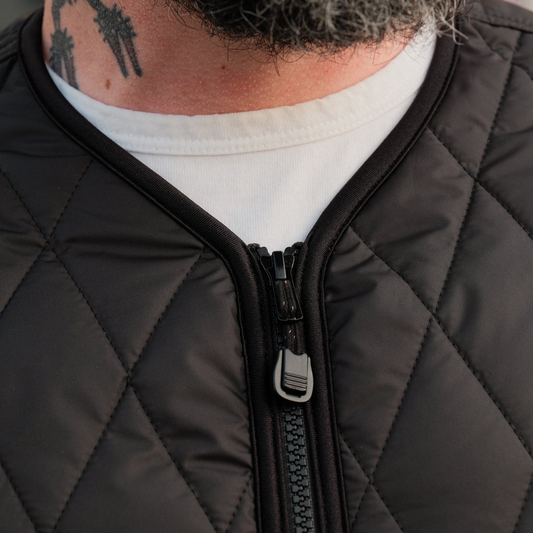 Iron Heart IHJ-118-BLK Collarless Lightweight Quilted Jacket Black
