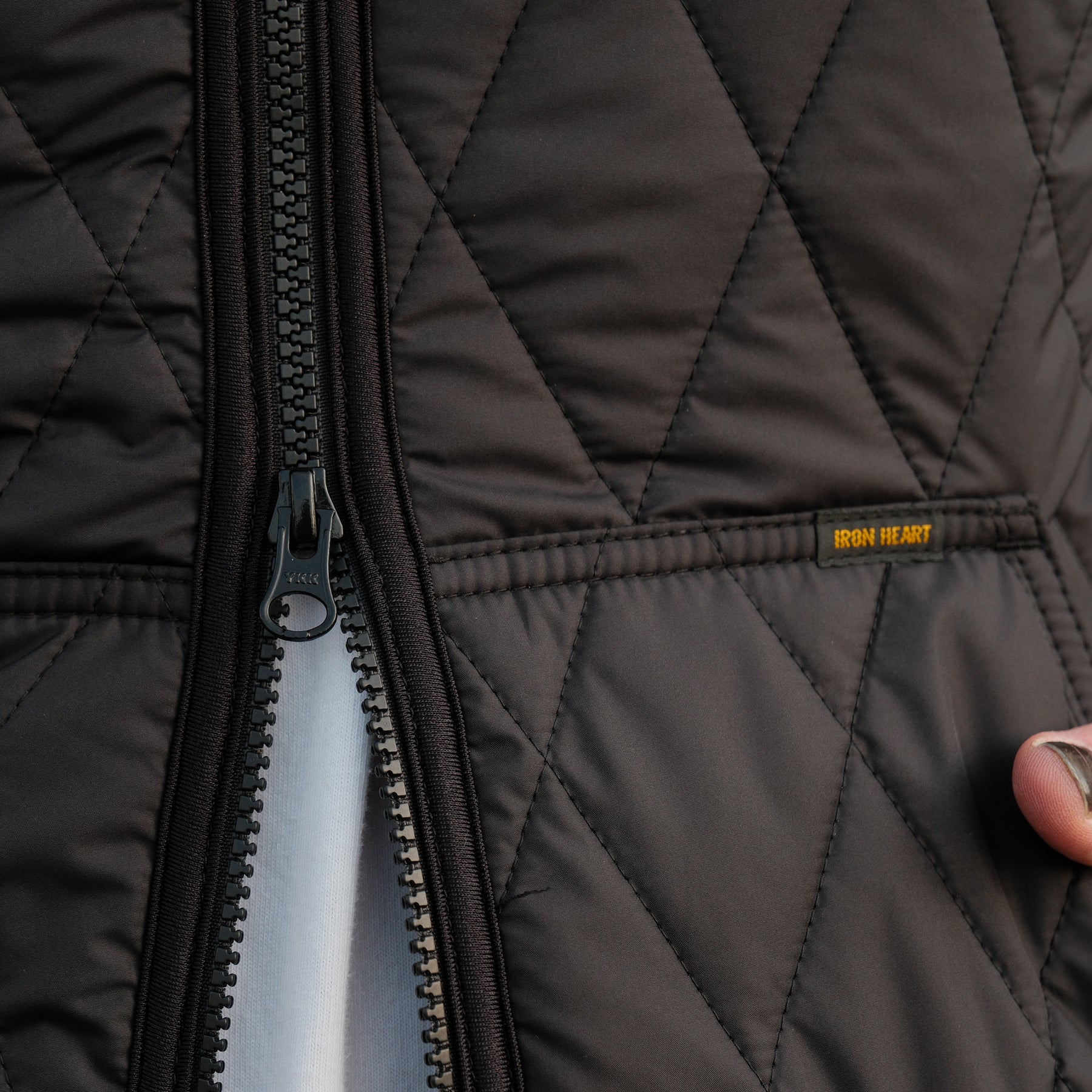 Iron Heart IHJ-118-BLK Collarless Lightweight Quilted Jacket Black