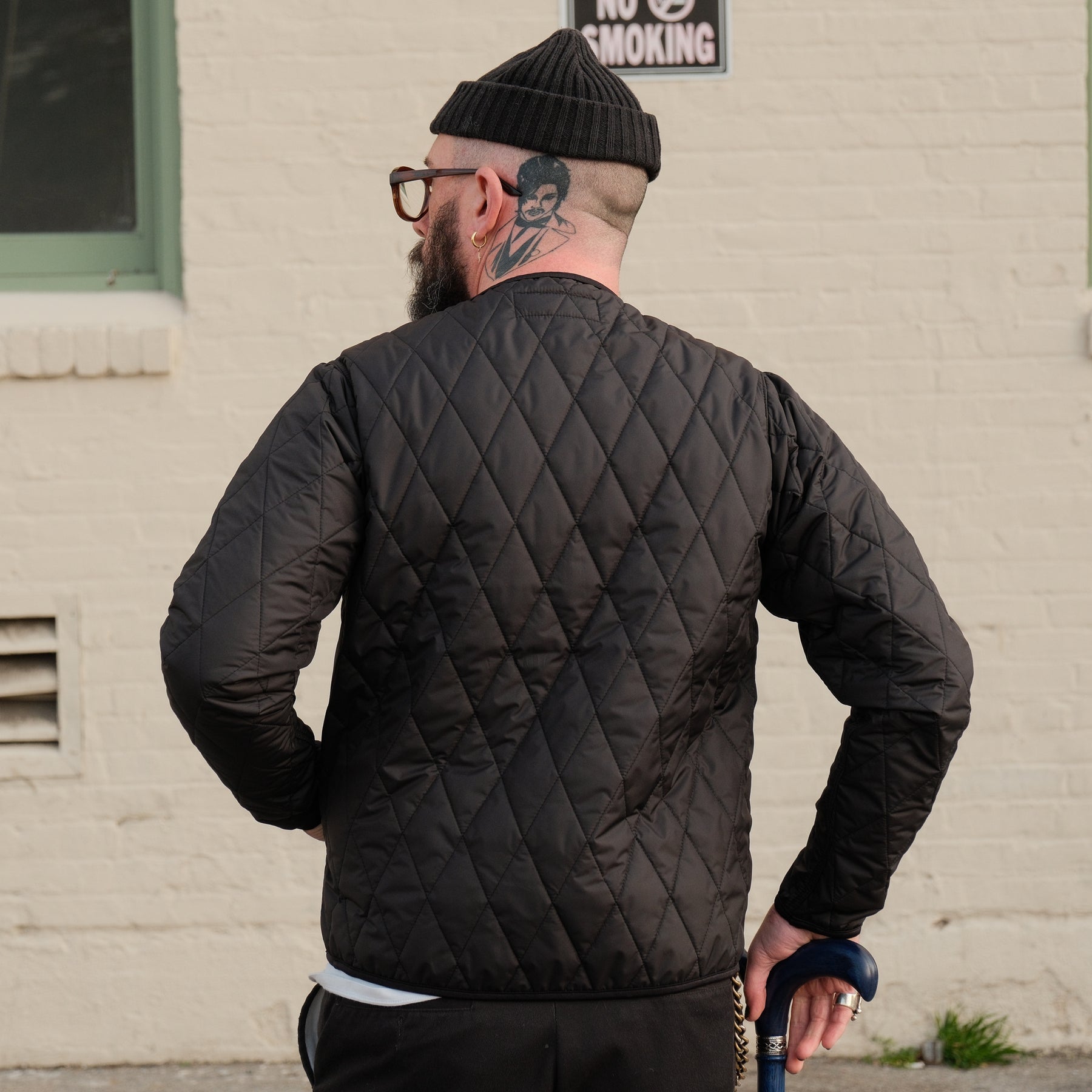 Iron Heart IHJ-118-BLK Collarless Lightweight Quilted Jacket Black