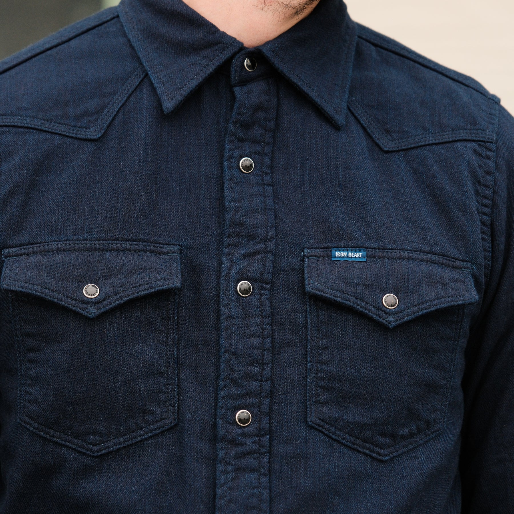 Iron Heart IHSH-347-IND Double Cloth Denim CPO Shirt Indigo