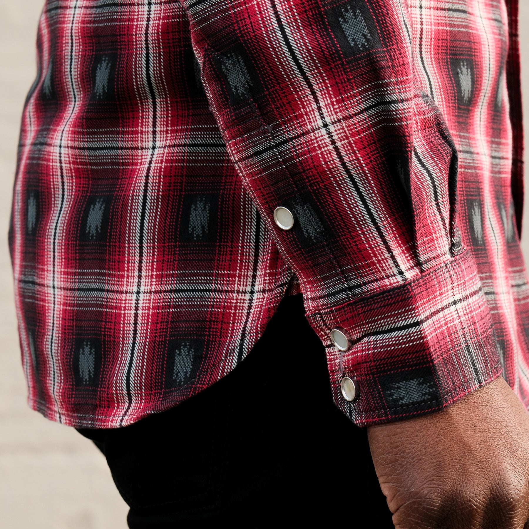 The Flat Head FN-SNW-004L Native Check Western Shirt Red