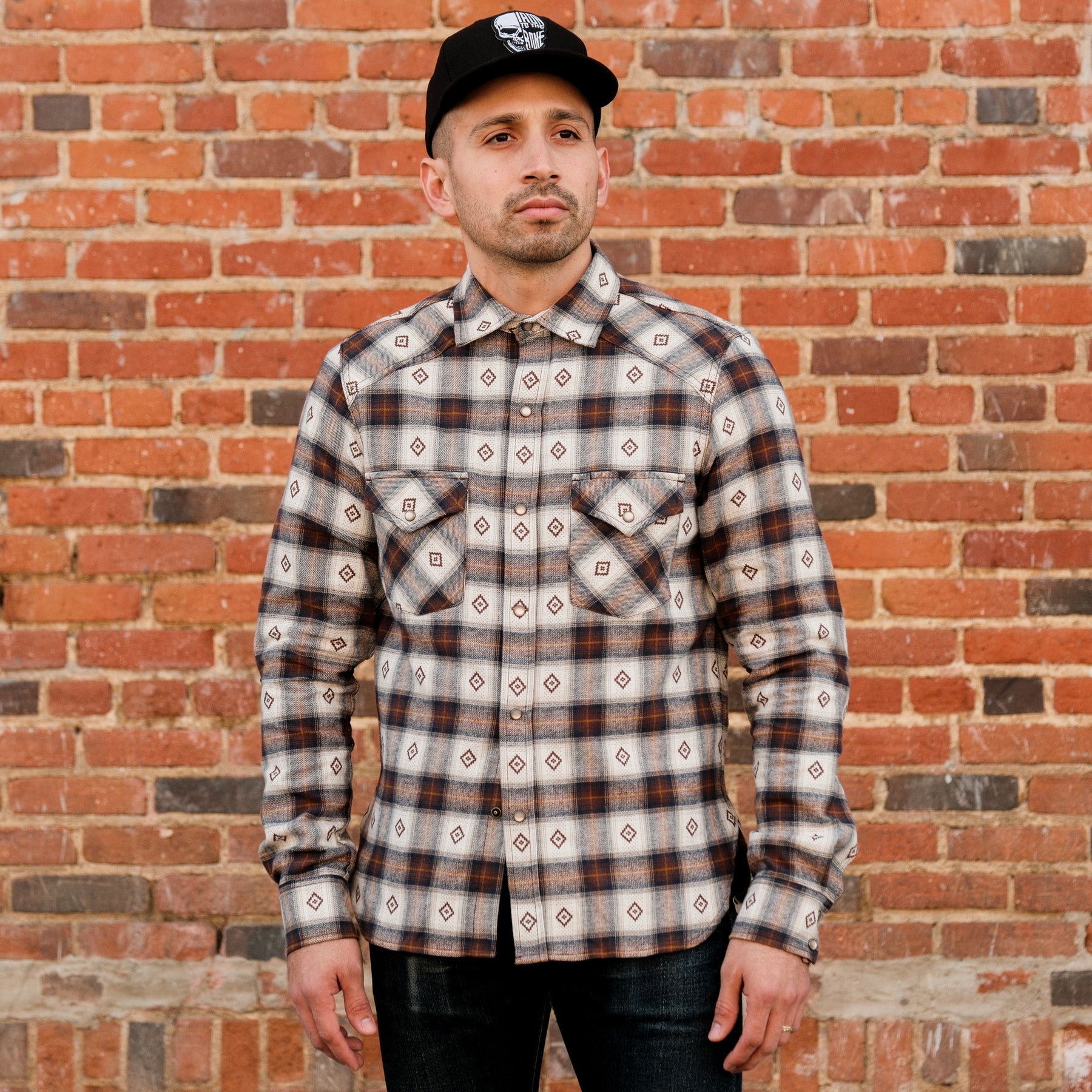 Rogue Territory Western Shirt Brown Diamond Plaid