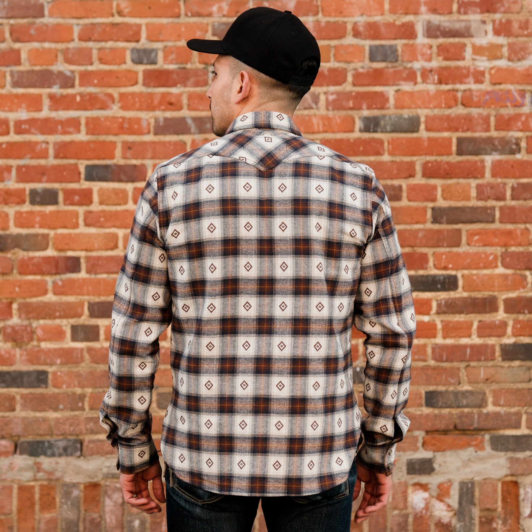 Rogue Territory Western Shirt Brown Diamond Plaid