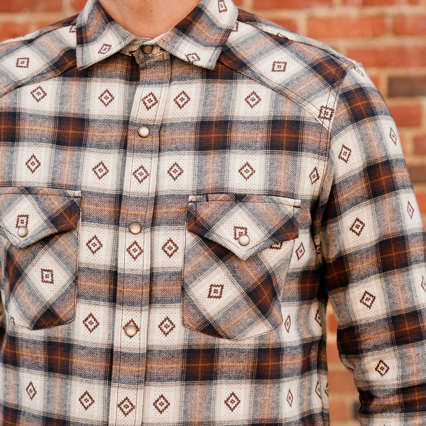 Rogue Territory Western Shirt Brown Diamond Plaid