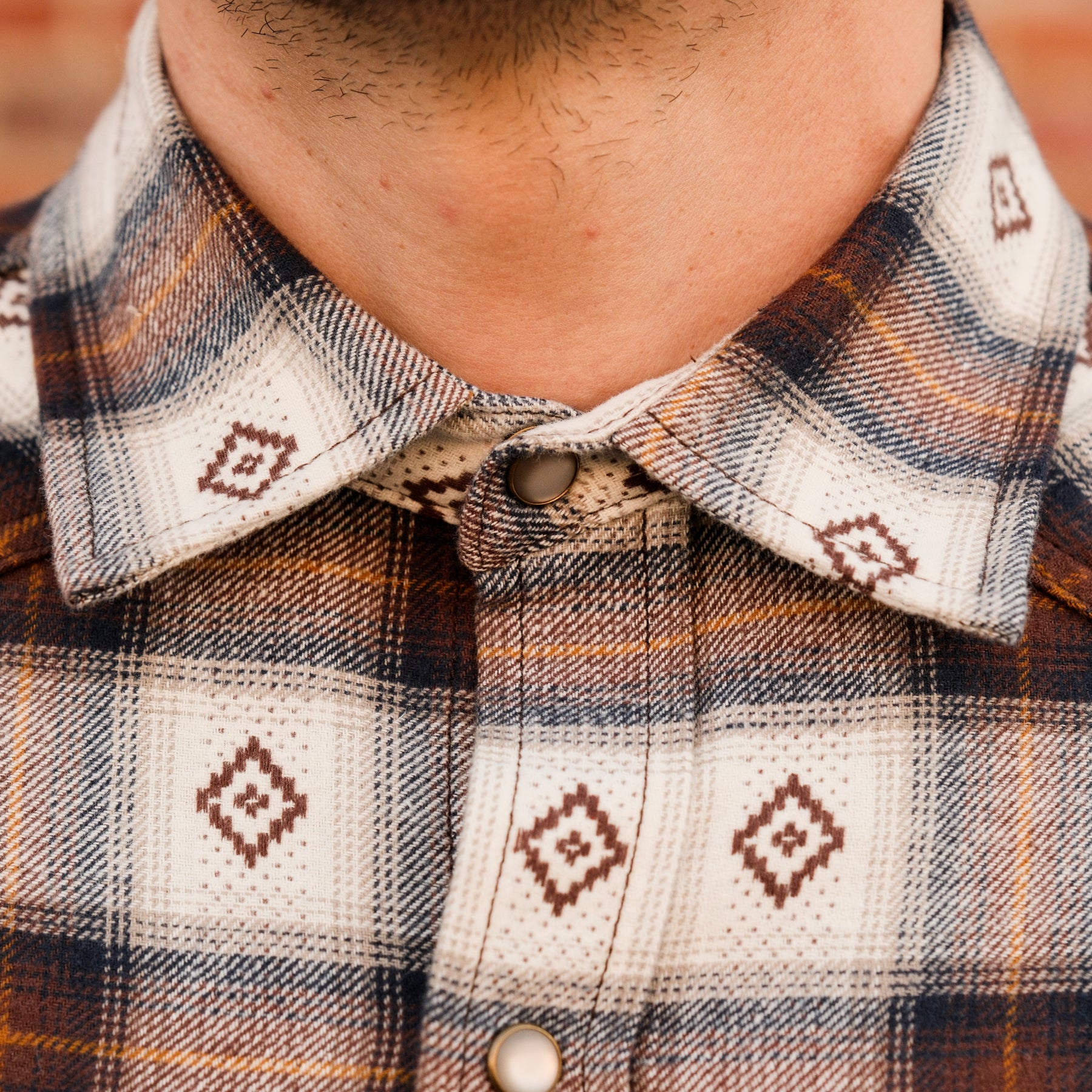 Rogue Territory Western Shirt Brown Diamond Plaid