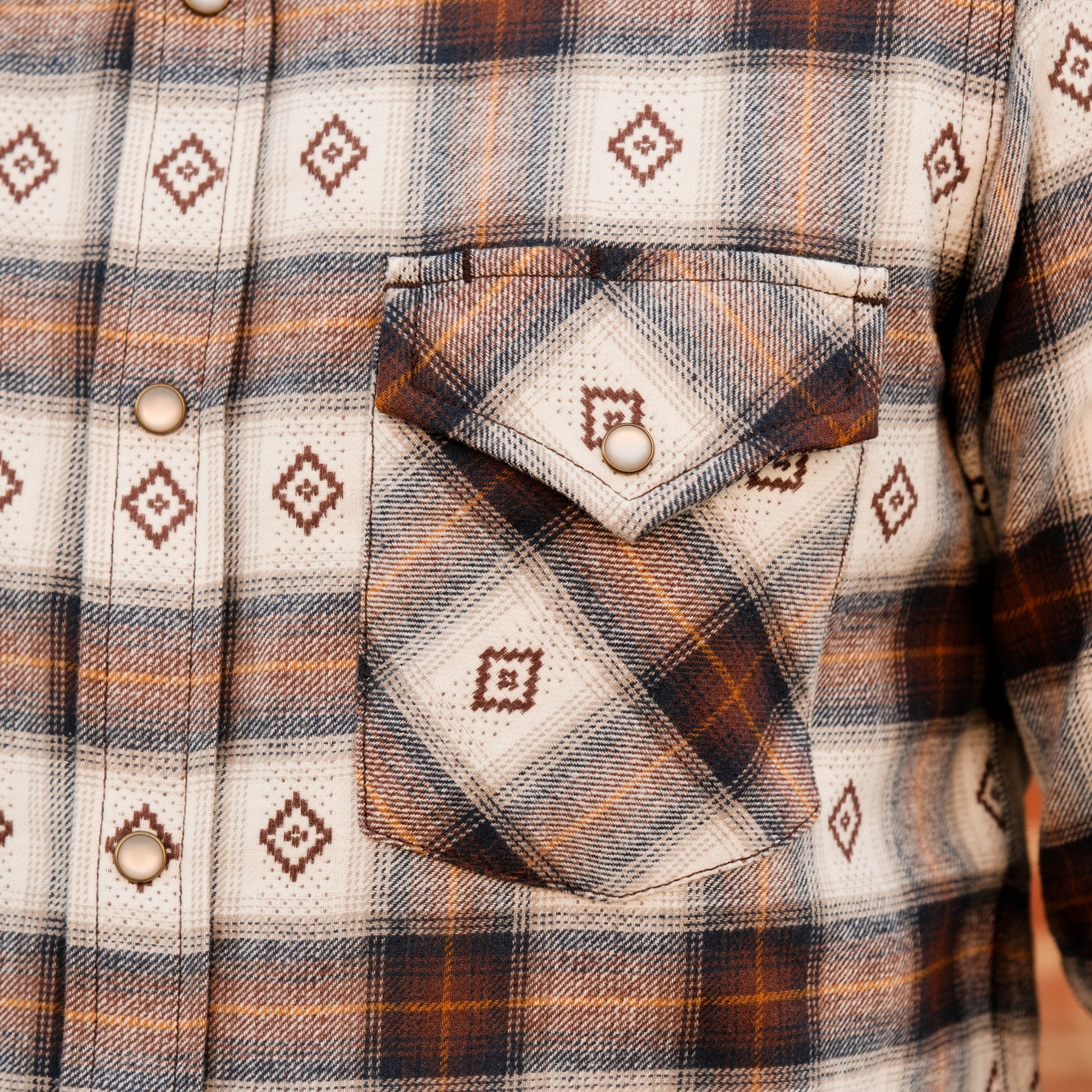 Rogue Territory Western Shirt Brown Diamond Plaid