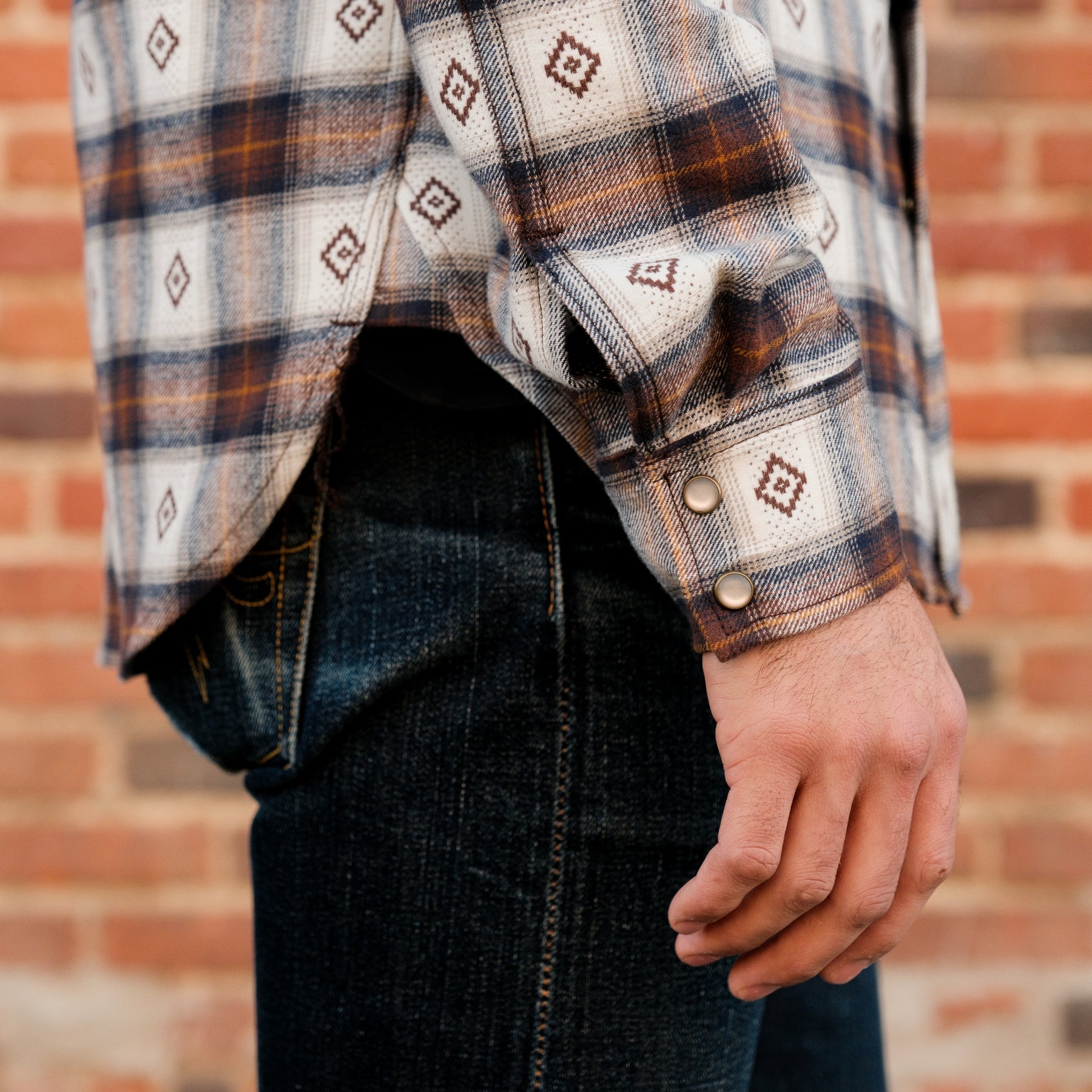 Rogue Territory Western Shirt Brown Diamond Plaid
