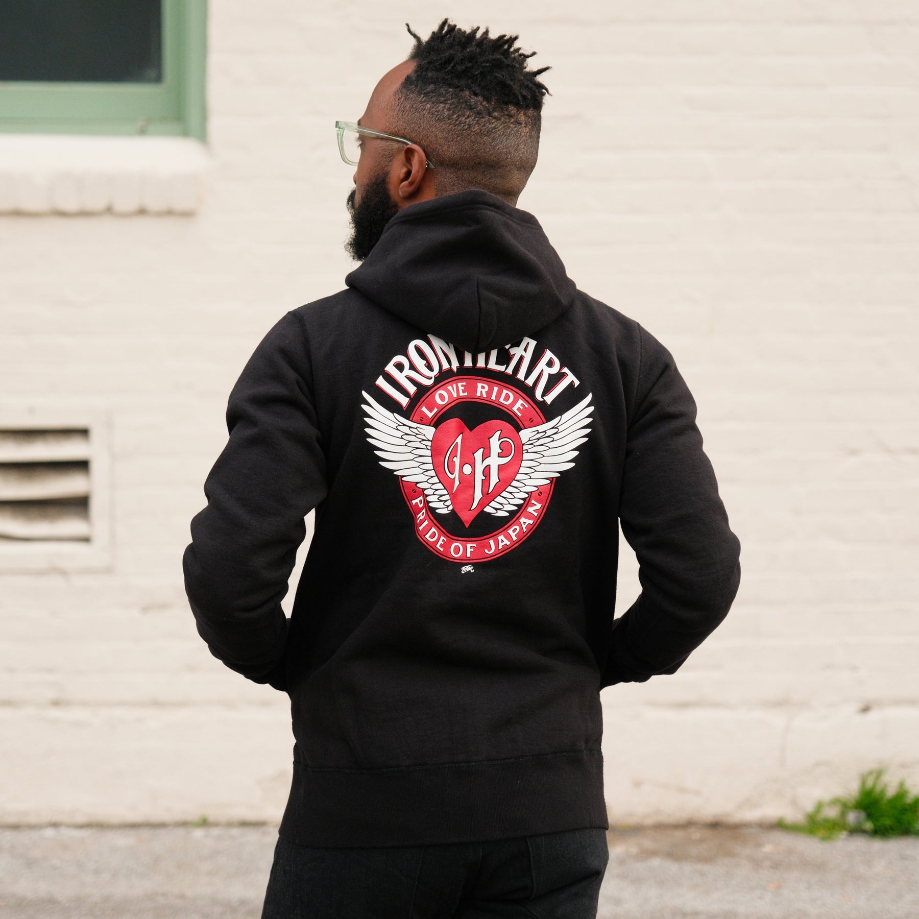 Iron Heart IHSW-66-BLK 14oz Ultra Heavyweight Loopwheel Cotton Zippered Hoodie Black