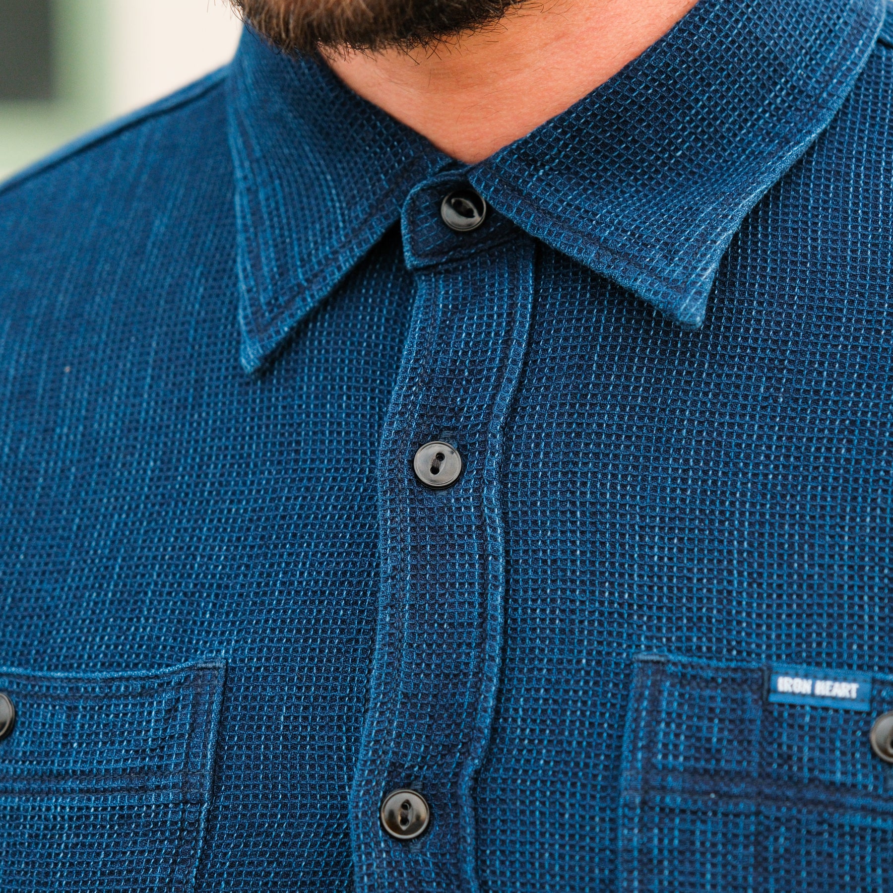 Iron Heart IHSH-96 Waffle Work Shirt Indigo